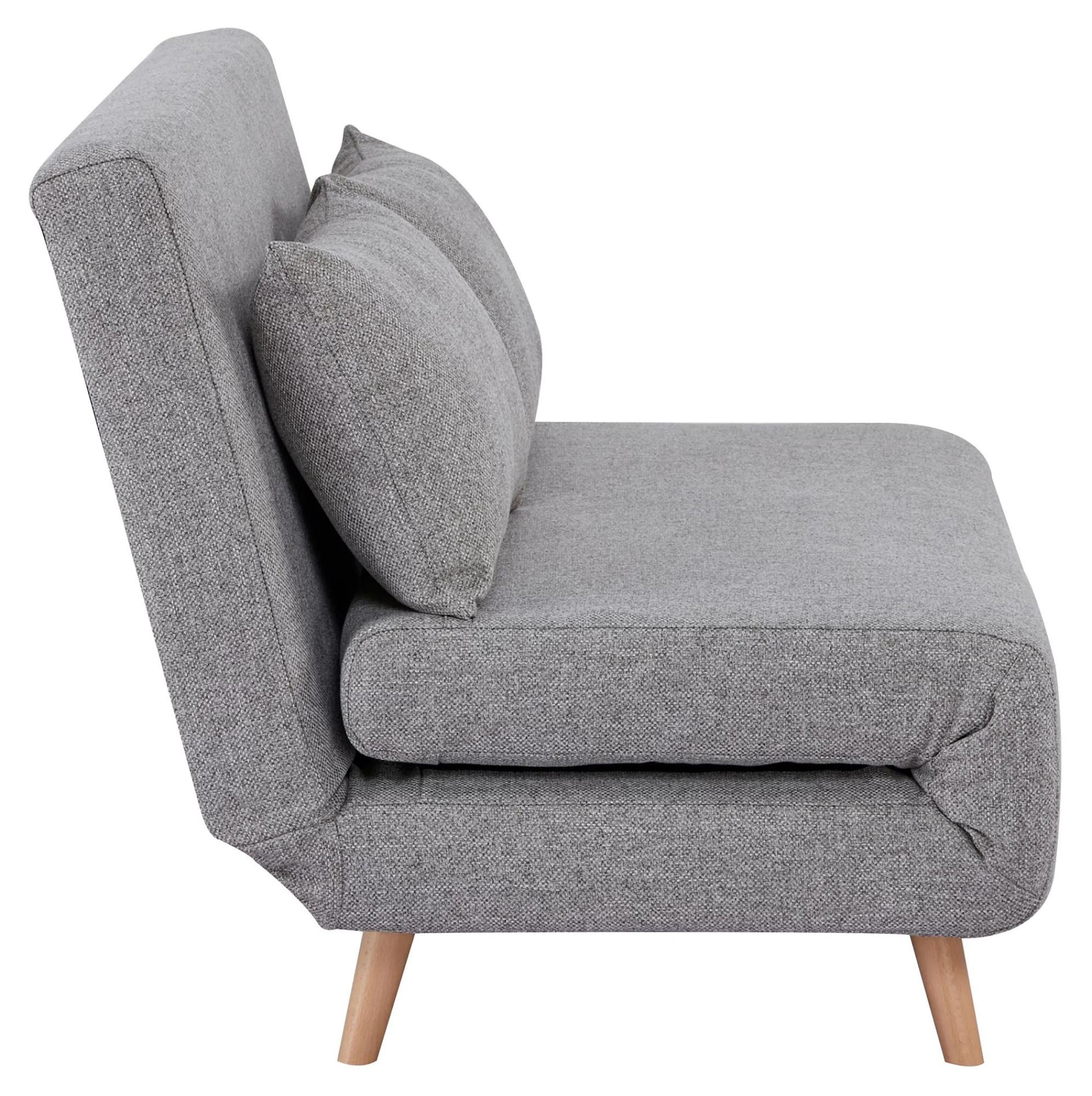 Product photograph of Hopetoun Grey Fabric 2 Seater Click Clack Sofa Bed With Natural Legs from Choice Furniture Superstore.