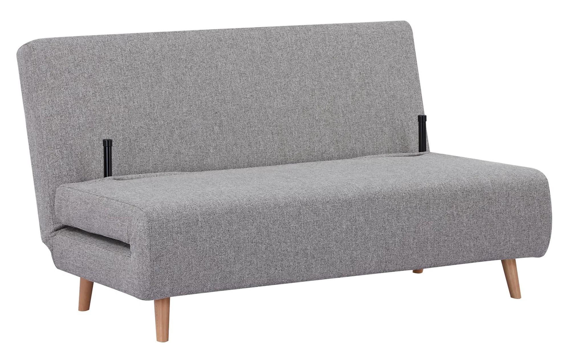 Product photograph of Hopetoun Grey Fabric 2 Seater Click Clack Sofa Bed With Natural Legs from Choice Furniture Superstore.