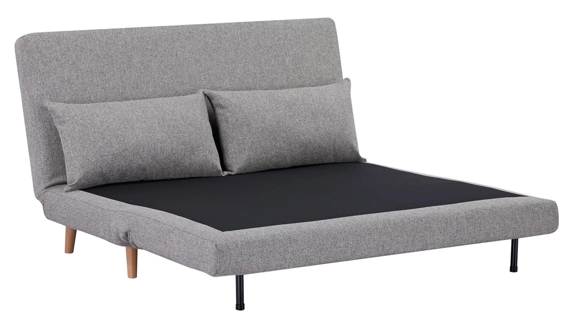 Product photograph of Hopetoun Grey Fabric 2 Seater Click Clack Sofa Bed With Natural Legs from Choice Furniture Superstore.