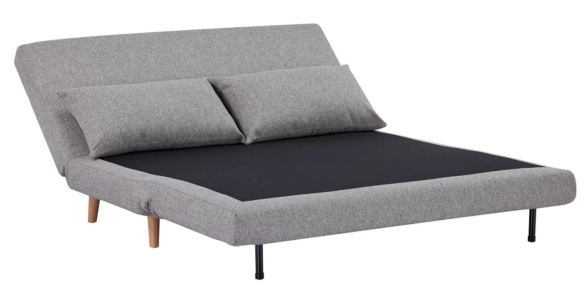 Product photograph of Hopetoun Grey Fabric 2 Seater Click Clack Sofa Bed With Natural Legs from Choice Furniture Superstore.