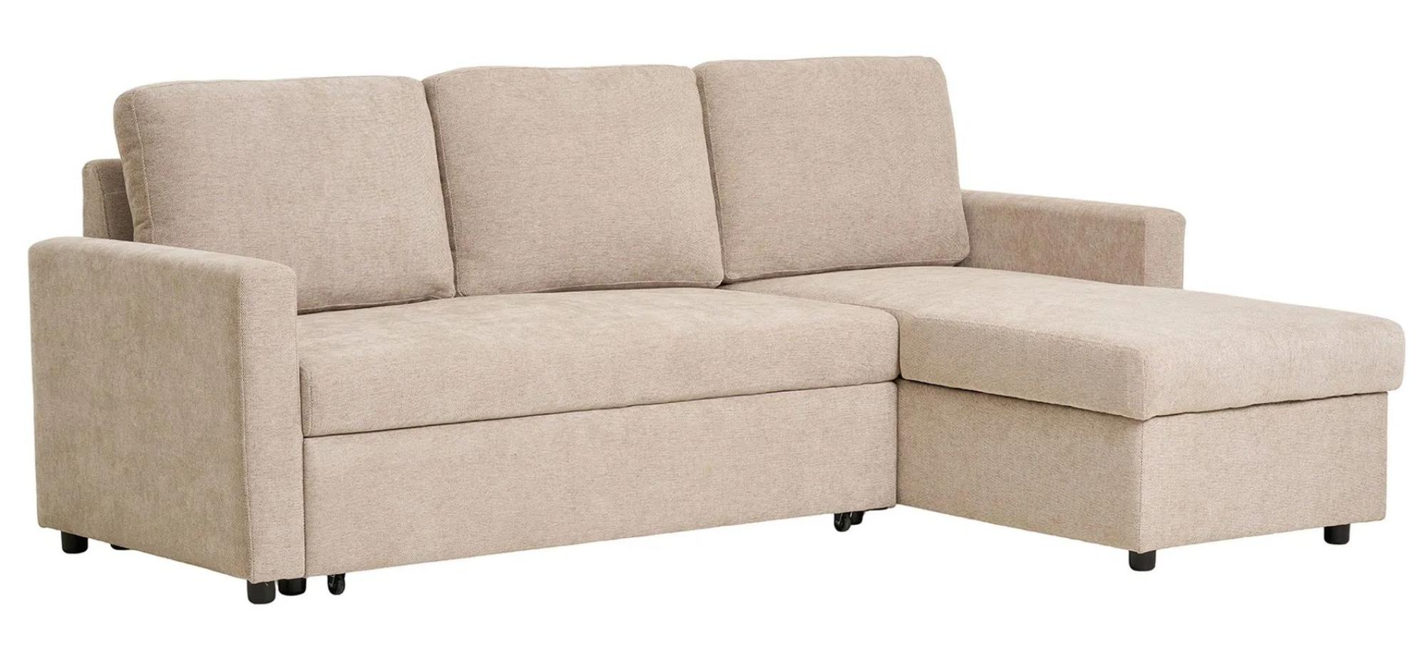 Product photograph of Belfast Sand Fabric Chaise Longue Pull Out Sofa Bed from Choice Furniture Superstore.