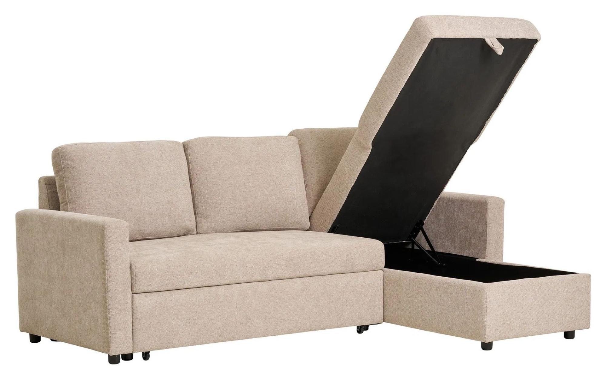 Product photograph of Belfast Sand Fabric Chaise Longue Pull Out Sofa Bed from Choice Furniture Superstore.