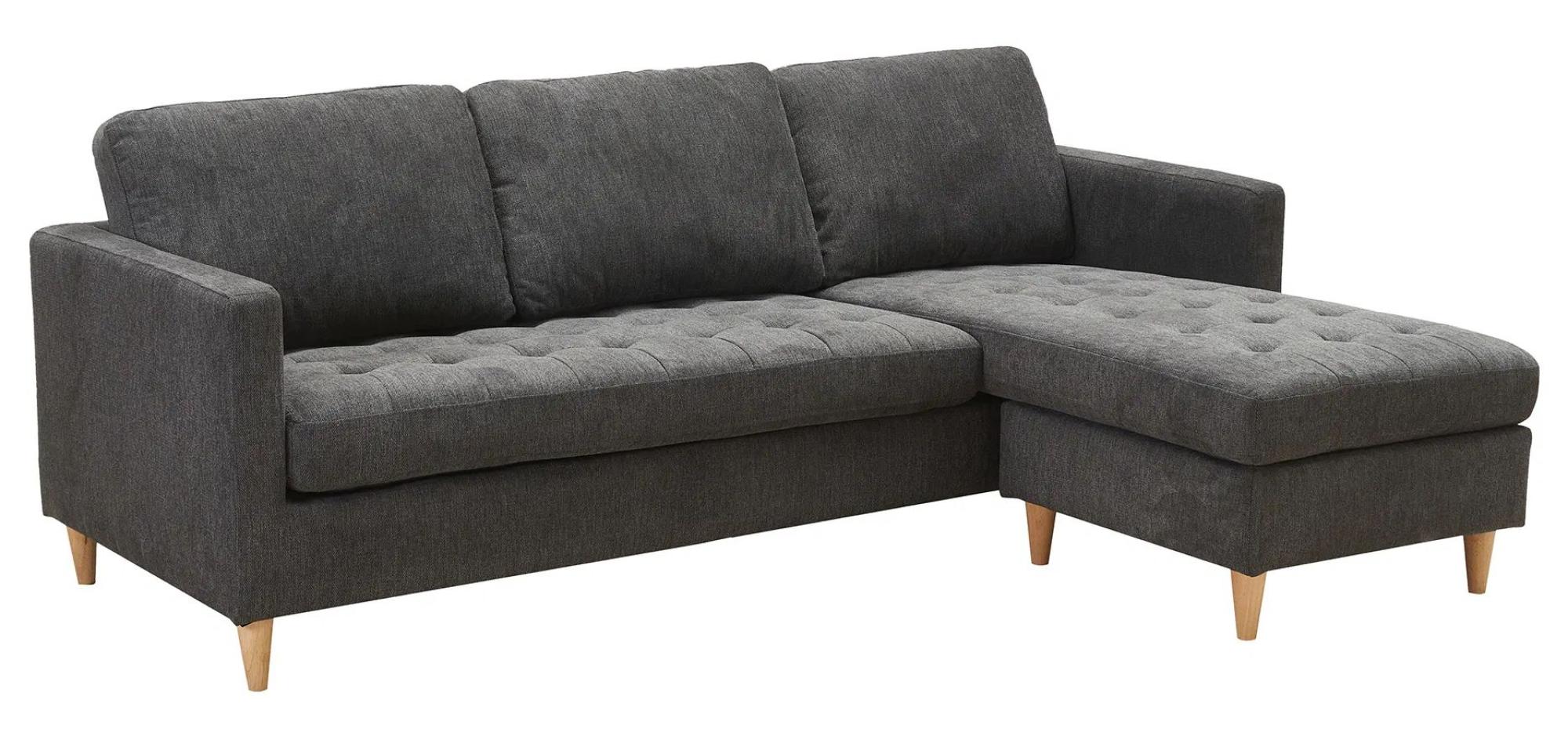 Product photograph of Kambruk Grey Fabric Right Hand Facing Sofa With Natural Legs from Choice Furniture Superstore.