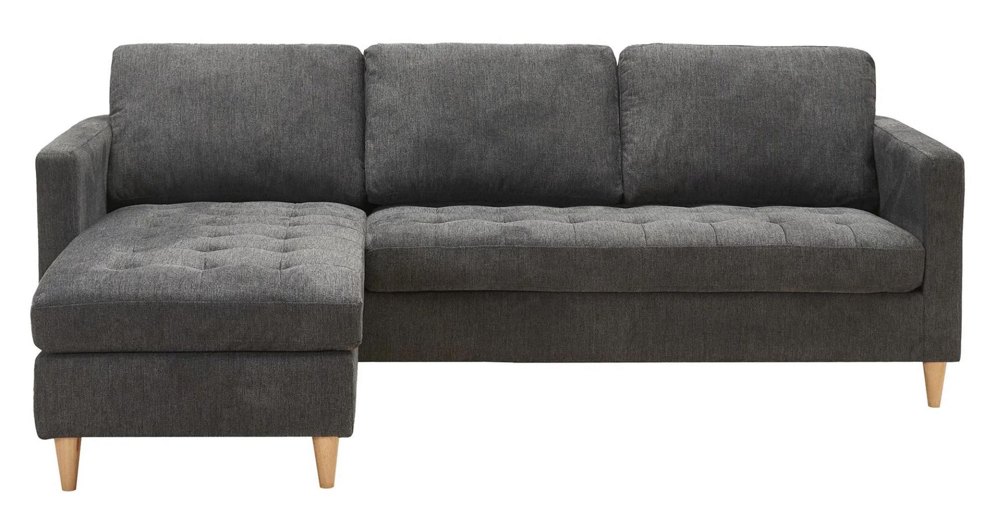 Product photograph of Kambruk Grey Fabric Right Hand Facing Sofa With Natural Legs from Choice Furniture Superstore.