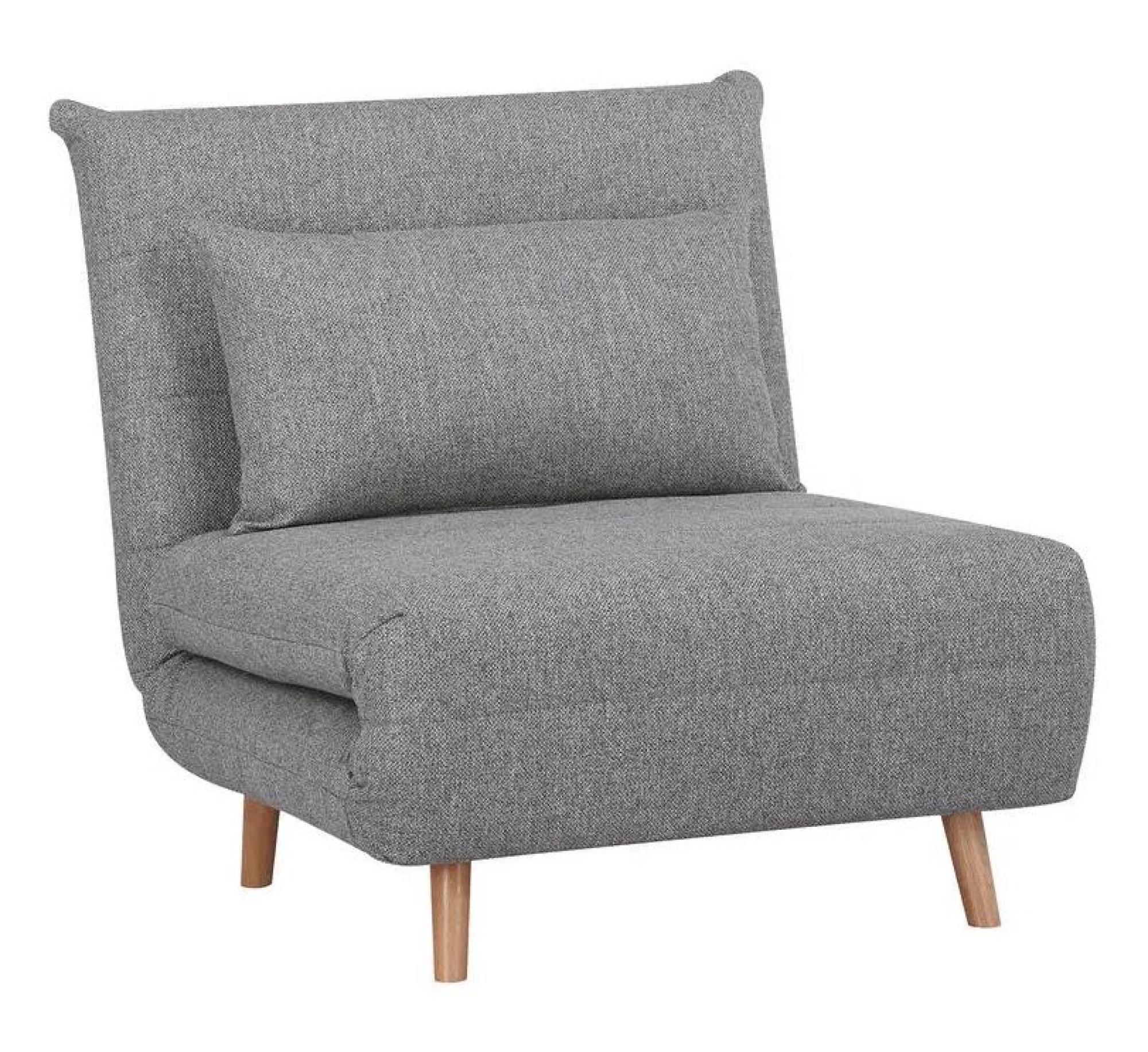 Product photograph of Marlow Grey Fabric Click Clack Sofa Bed With Natural Legs from Choice Furniture Superstore.