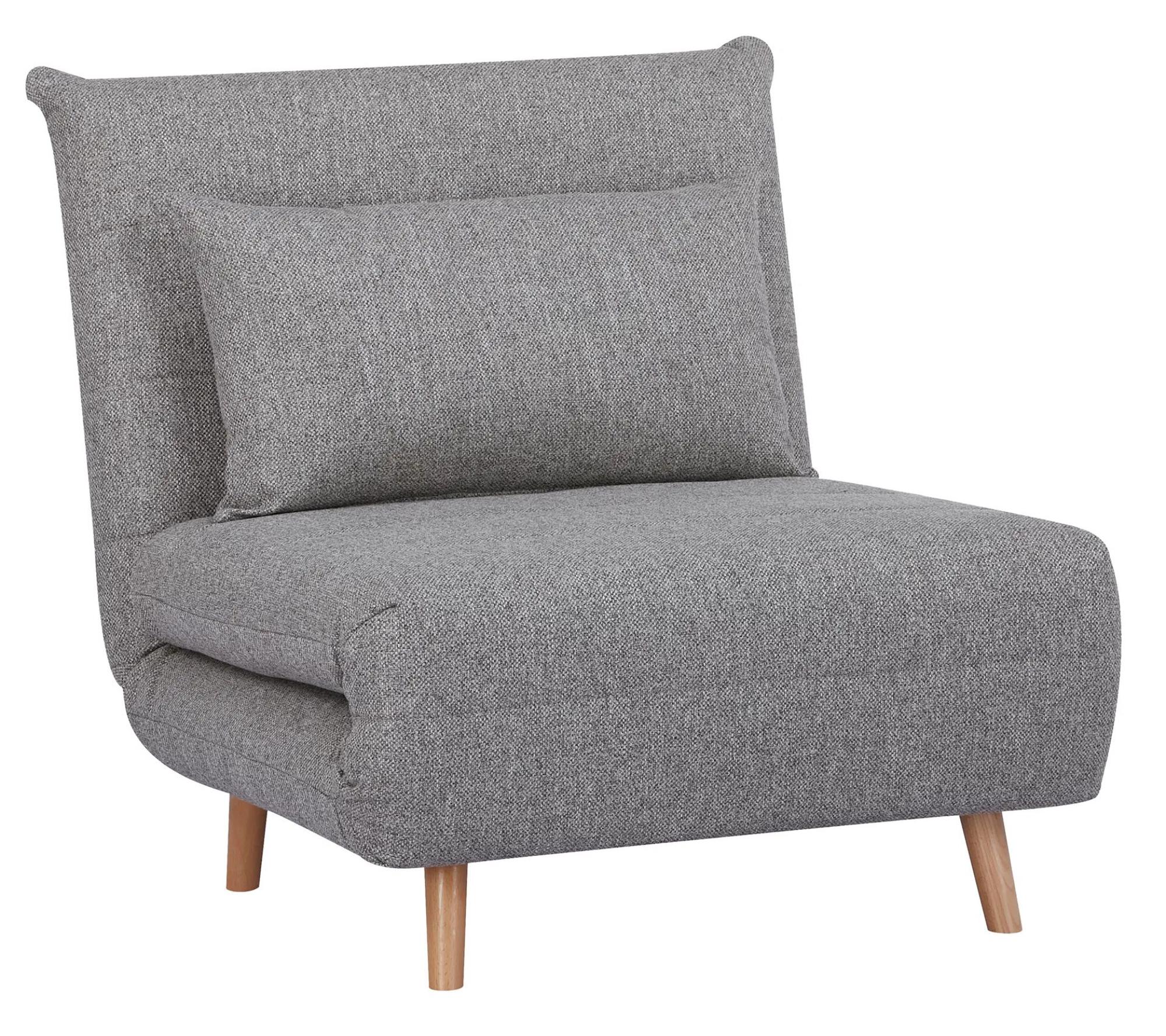 Product photograph of Marlow Grey Fabric Click Clack Sofa Bed With Natural Legs from Choice Furniture Superstore.