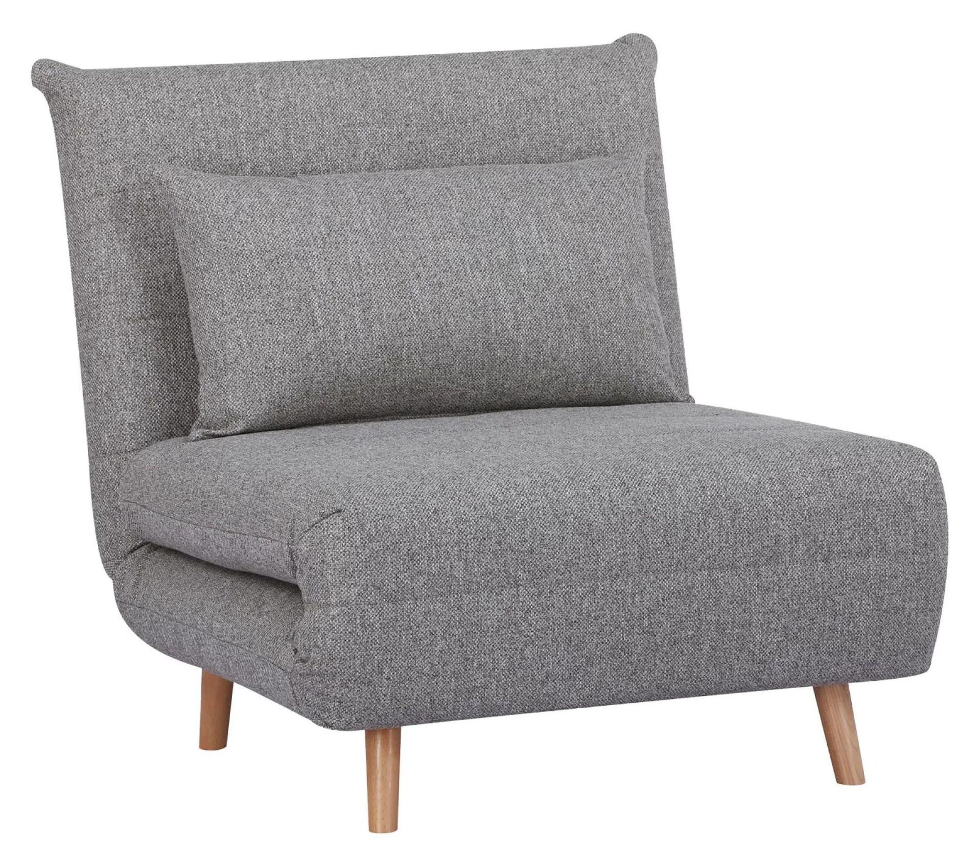 Product photograph of Marlow Grey Fabric Click Clack Sofa Bed With Natural Legs from Choice Furniture Superstore.