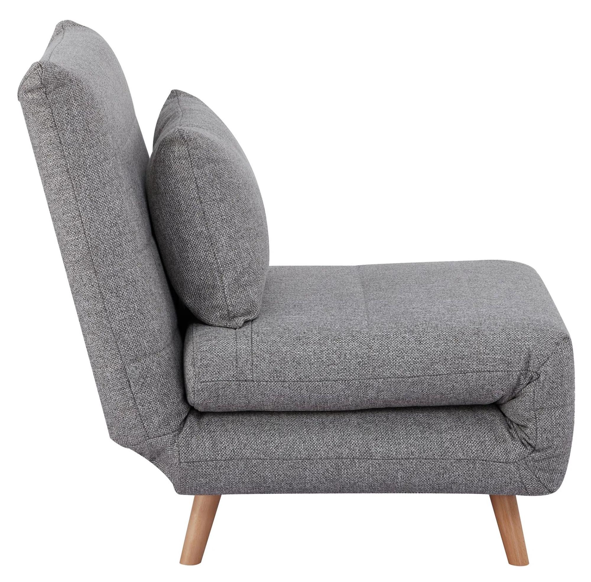 Product photograph of Marlow Grey Fabric Click Clack Sofa Bed With Natural Legs from Choice Furniture Superstore.