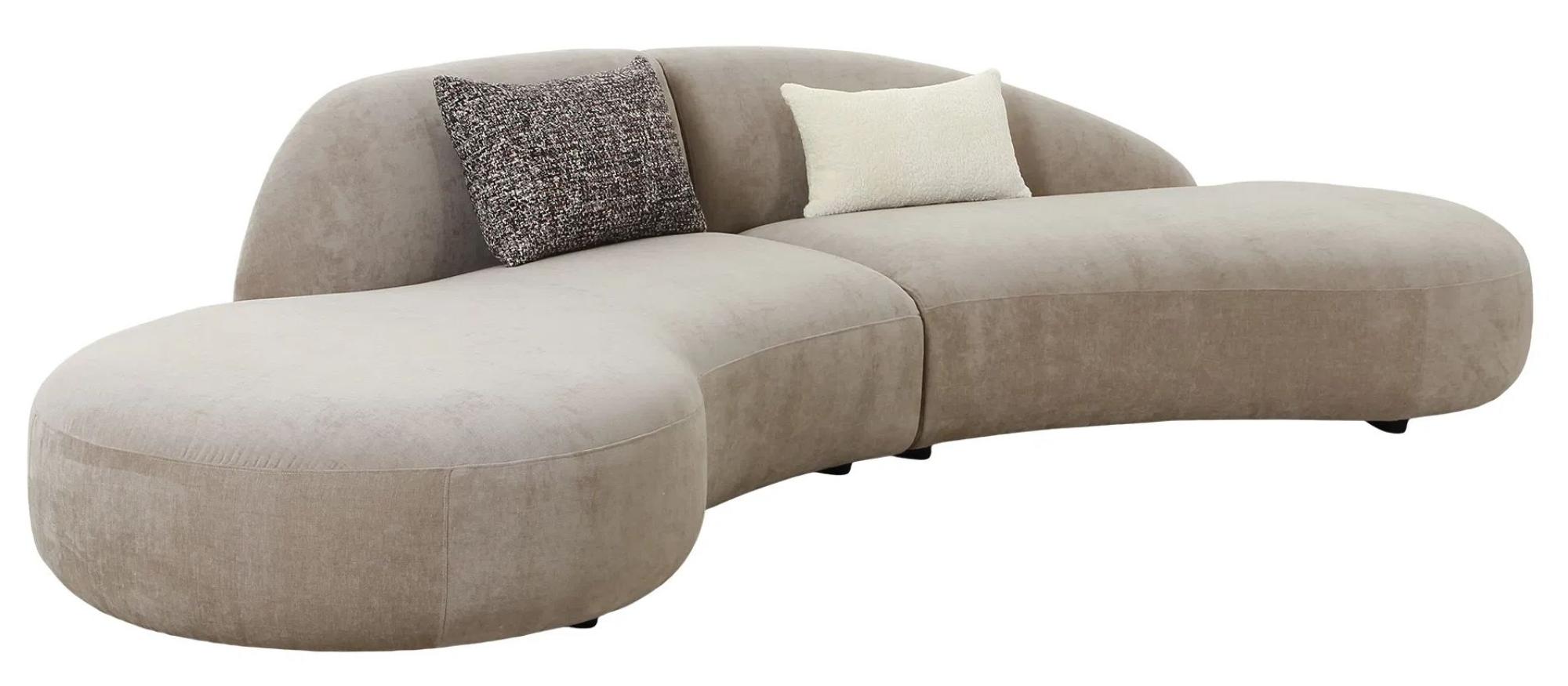 Product photograph of Goulburn Taupe Fabric 4 Seater Curved Sofa from Choice Furniture Superstore.