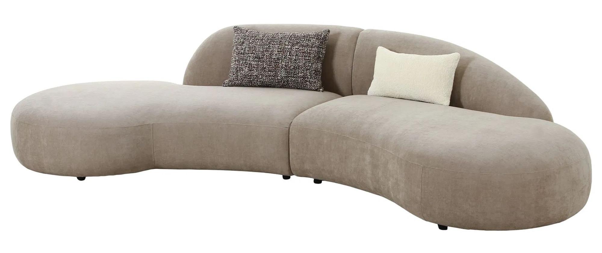 Product photograph of Goulburn Taupe Fabric 4 Seater Curved Sofa from Choice Furniture Superstore.