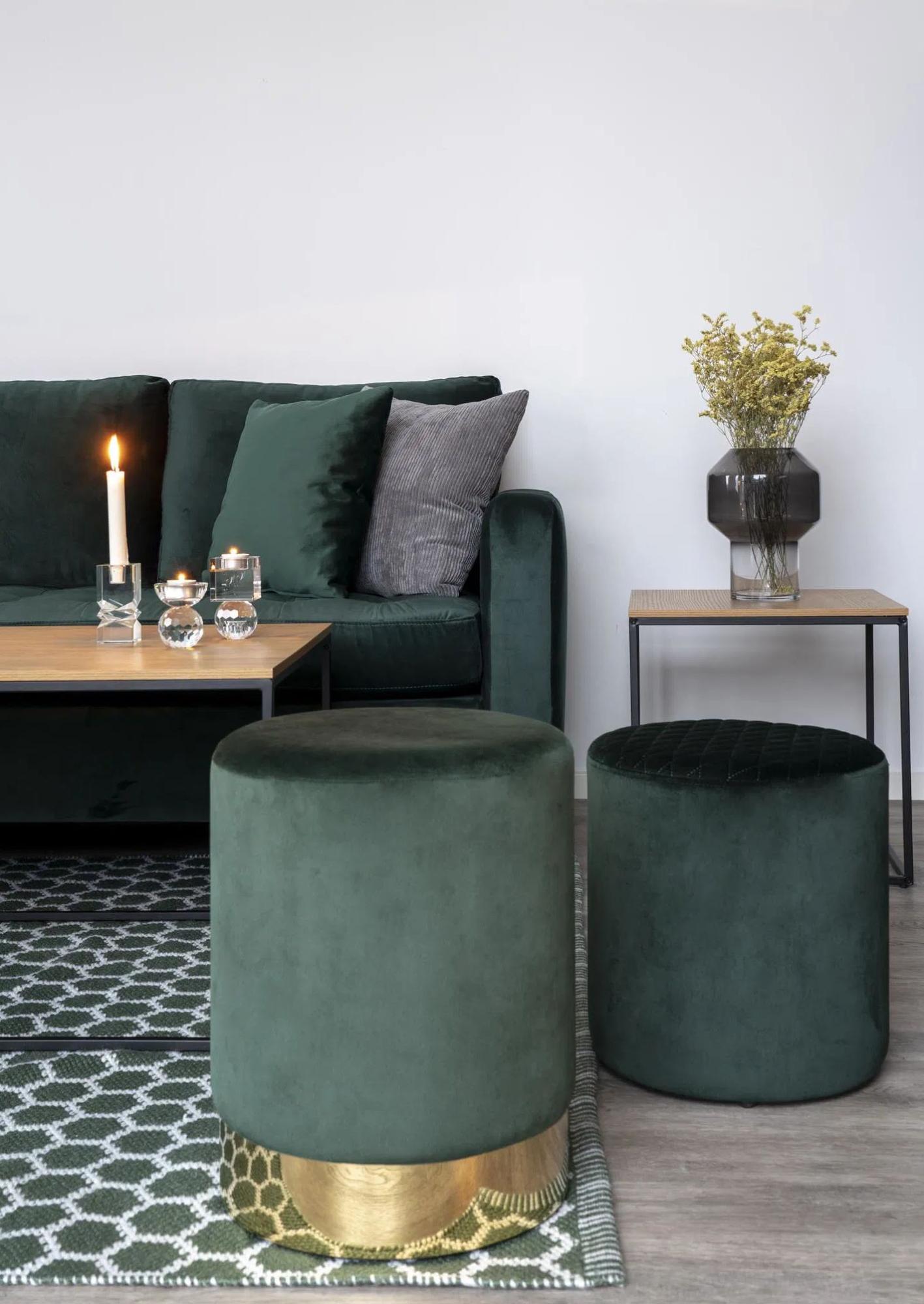 Product photograph of Almurta Green Velvet Fabric Right Hand Facing Lounge Sofa With Black Legs from Choice Furniture Superstore.