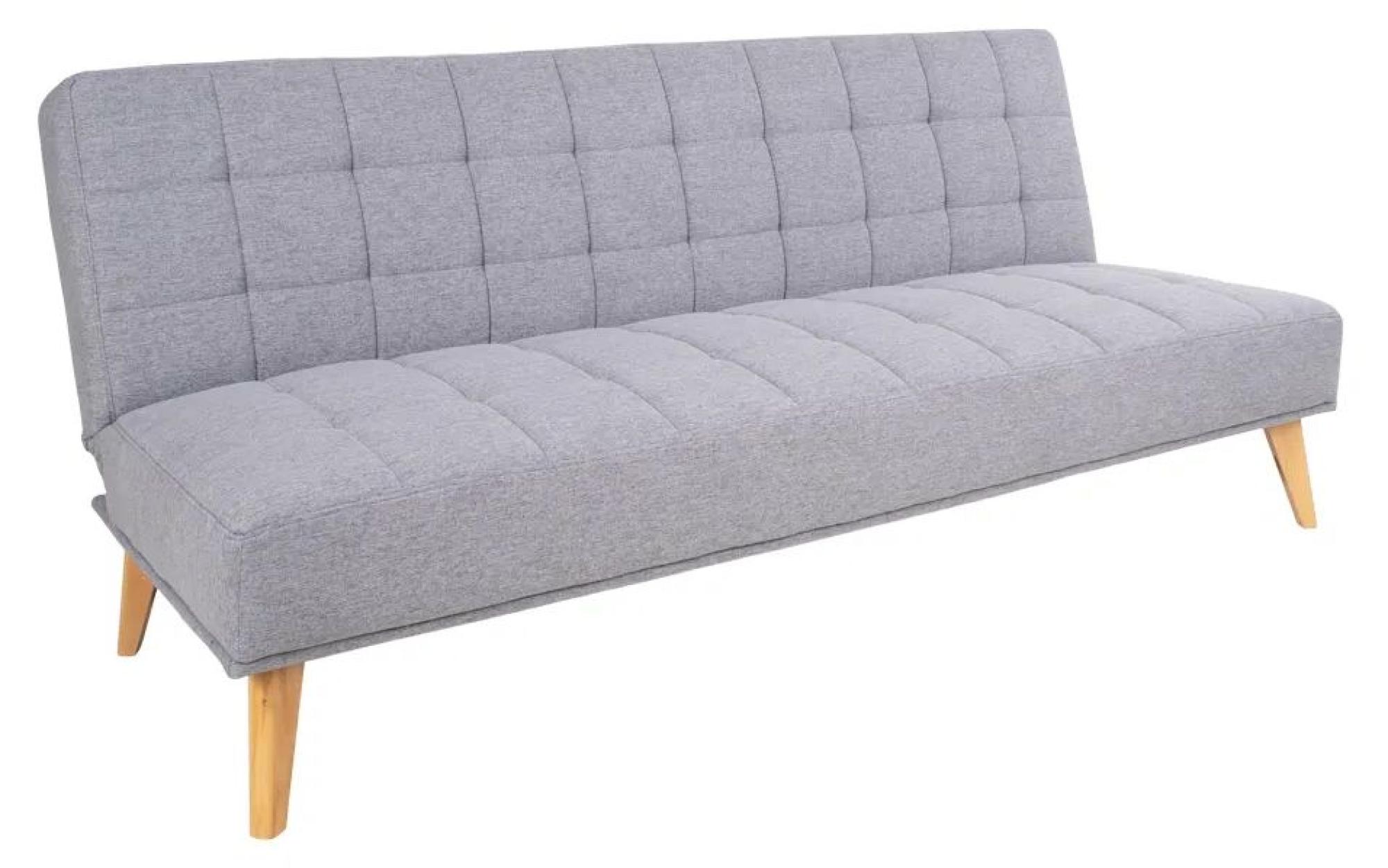 Product photograph of Oxford Light Grey Fabric Click Clack Sofa Bed With Natural Legs from Choice Furniture Superstore.