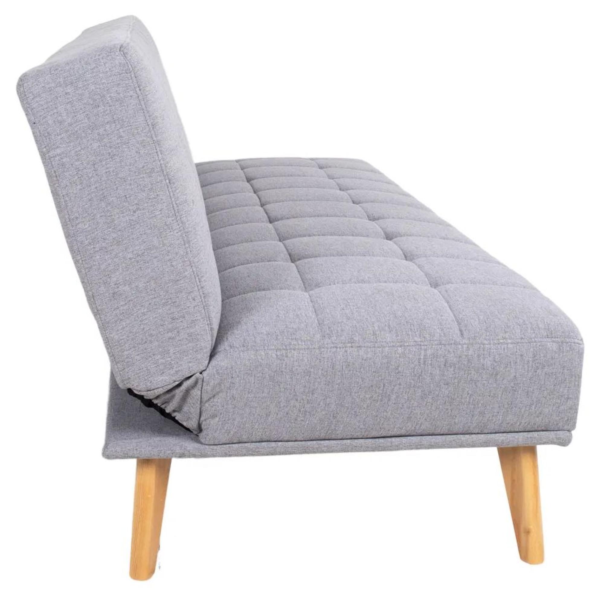 Product photograph of Oxford Light Grey Fabric Click Clack Sofa Bed With Natural Legs from Choice Furniture Superstore.