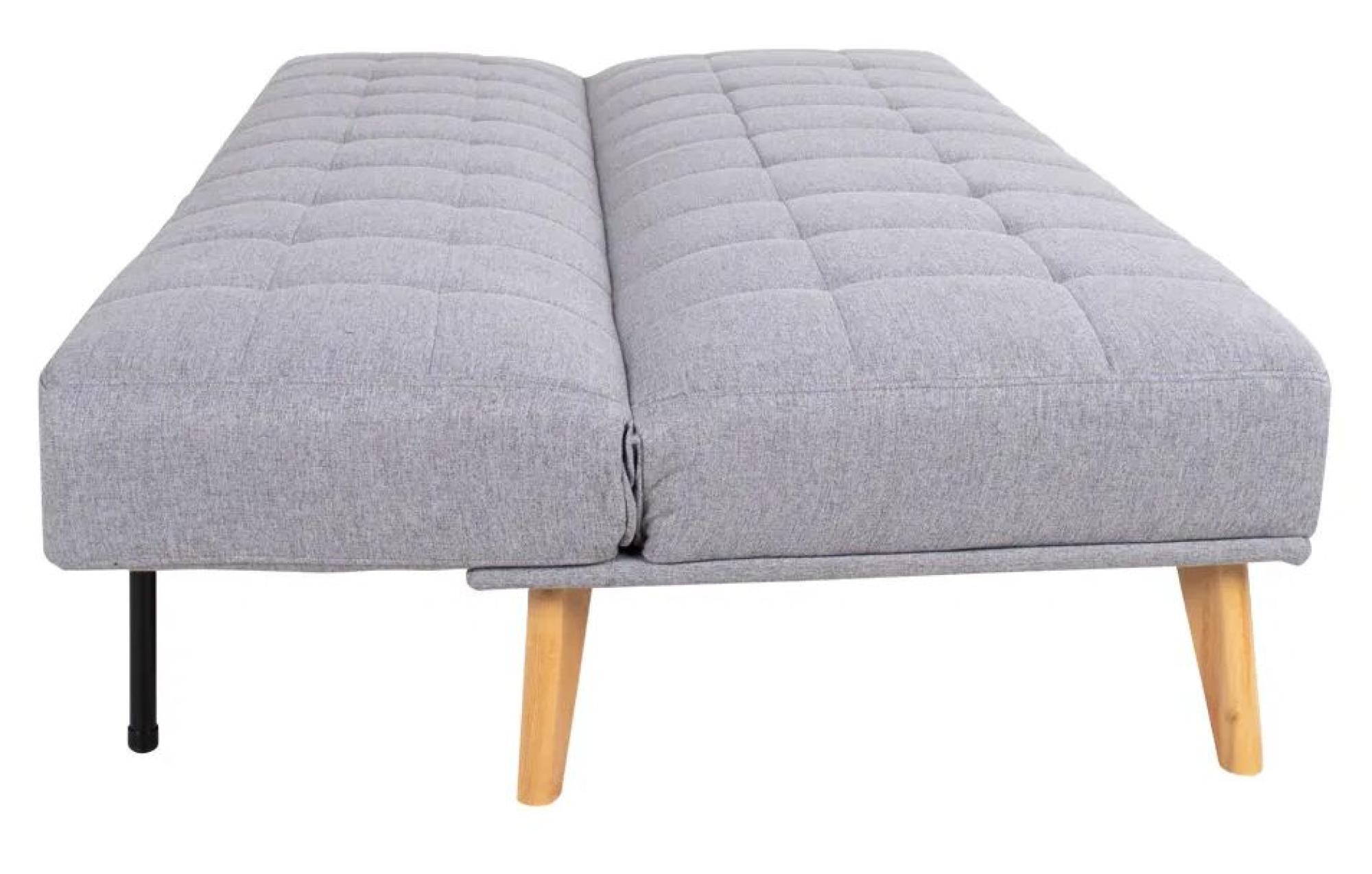 Product photograph of Oxford Light Grey Fabric Click Clack Sofa Bed With Natural Legs from Choice Furniture Superstore.