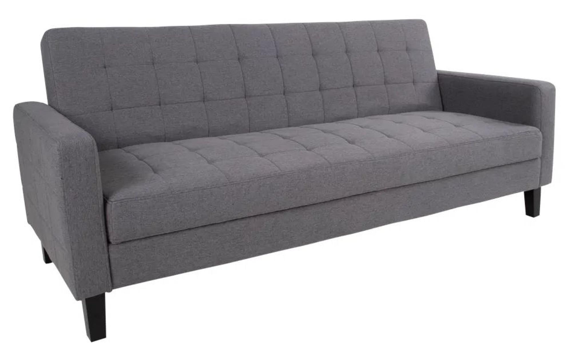 Product photograph of Stockton Dark Grey Fabric Click Clack Sofa Bed With Black Legs from Choice Furniture Superstore.