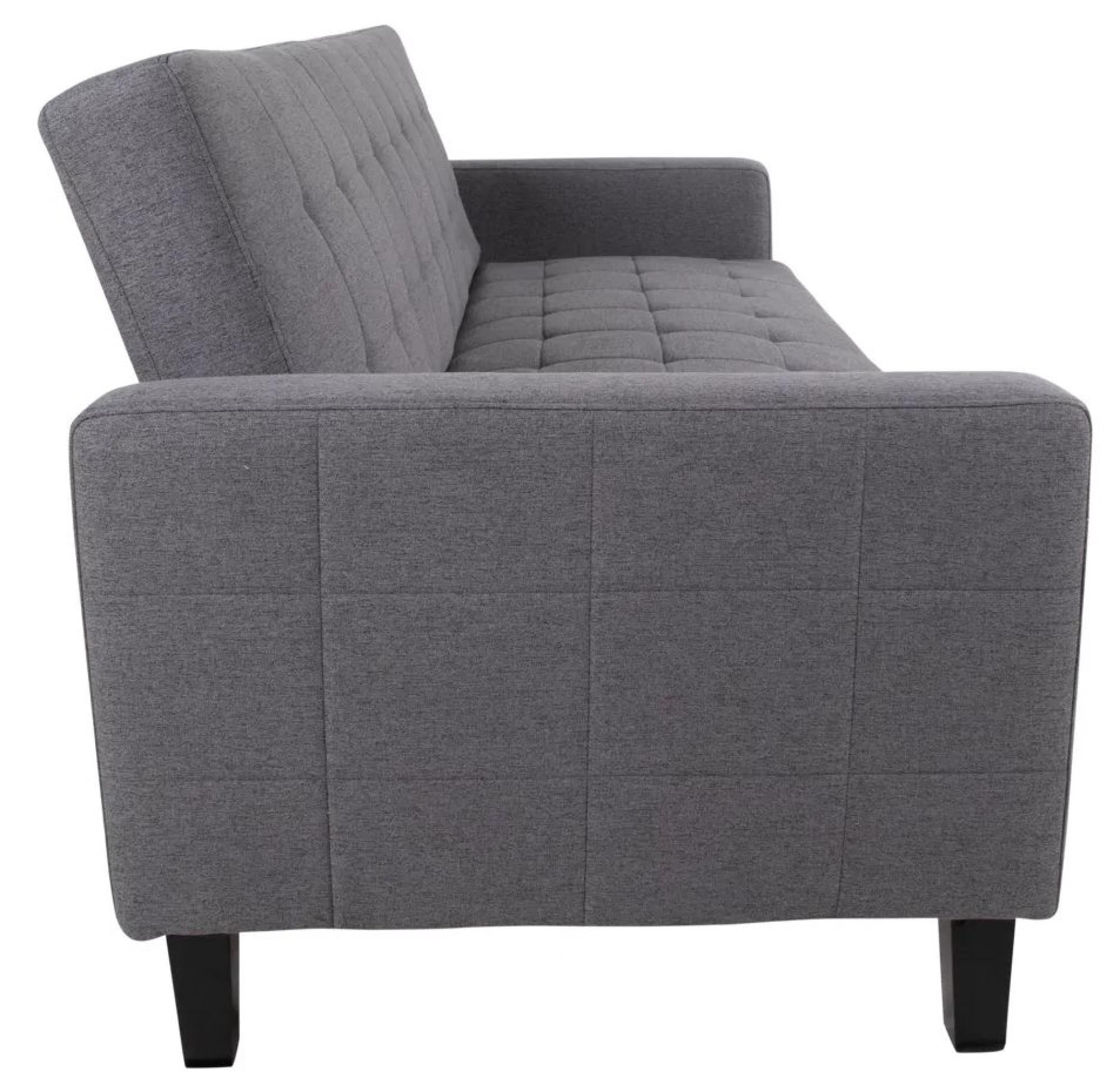 Product photograph of Stockton Dark Grey Fabric Click Clack Sofa Bed With Black Legs from Choice Furniture Superstore.