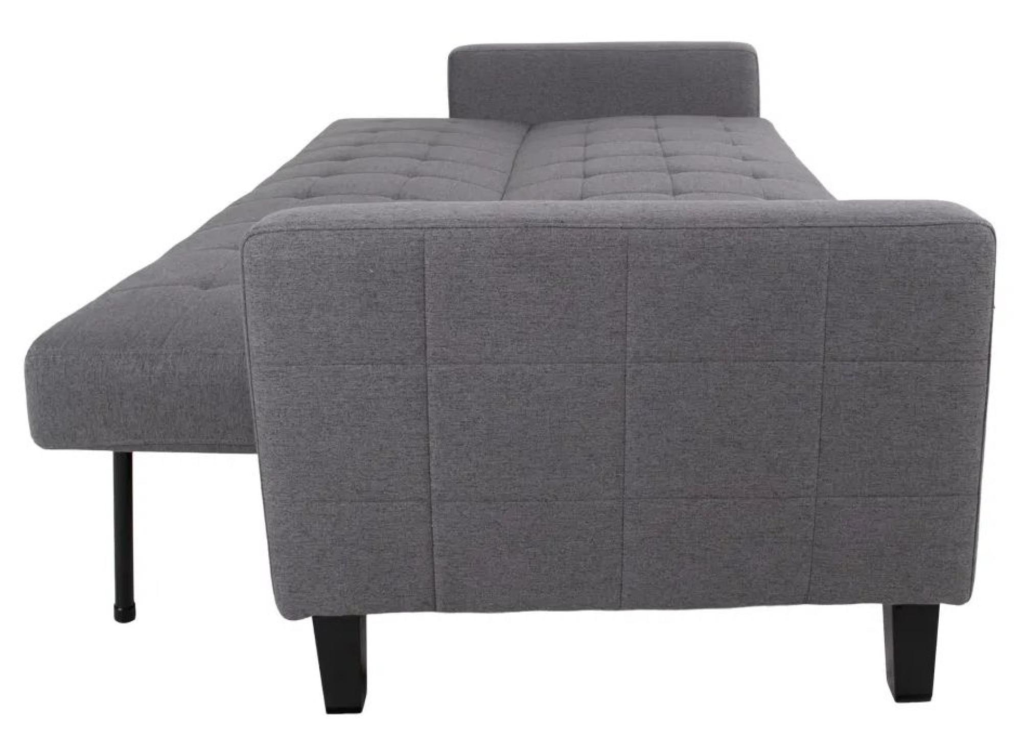 Product photograph of Stockton Dark Grey Fabric Click Clack Sofa Bed With Black Legs from Choice Furniture Superstore.