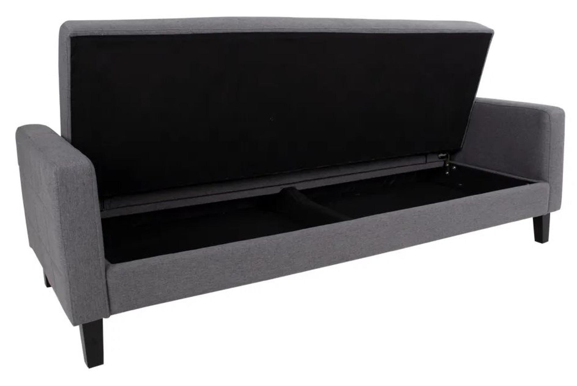 Product photograph of Stockton Dark Grey Fabric Click Clack Sofa Bed With Black Legs from Choice Furniture Superstore.