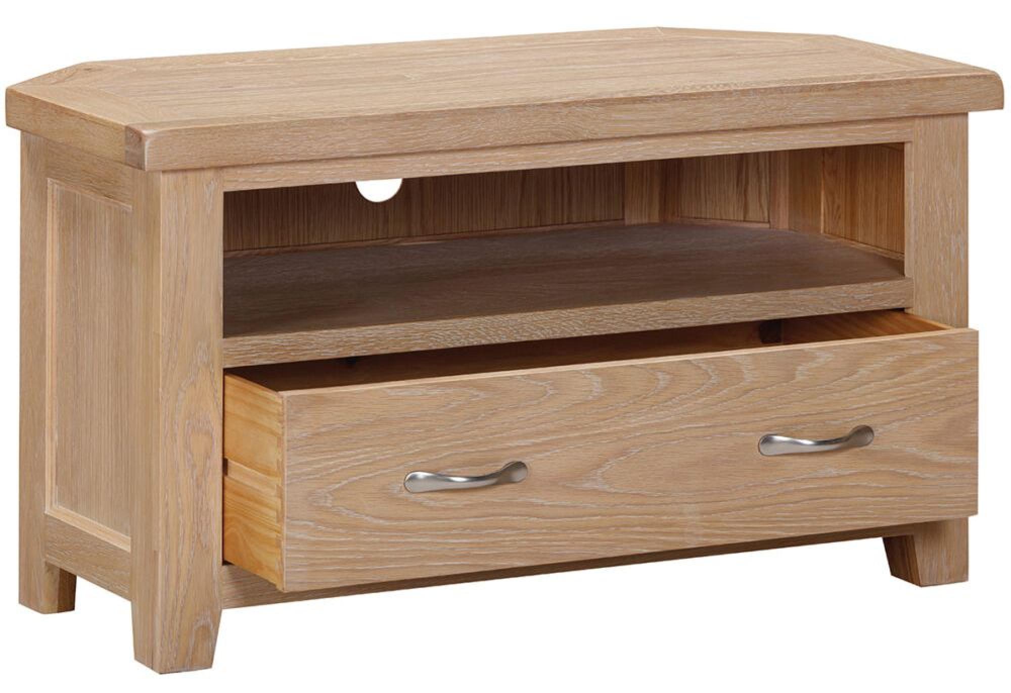 Product photograph of Wilmont Oak 1 Drawer Corner Tv Unit from Choice Furniture Superstore.