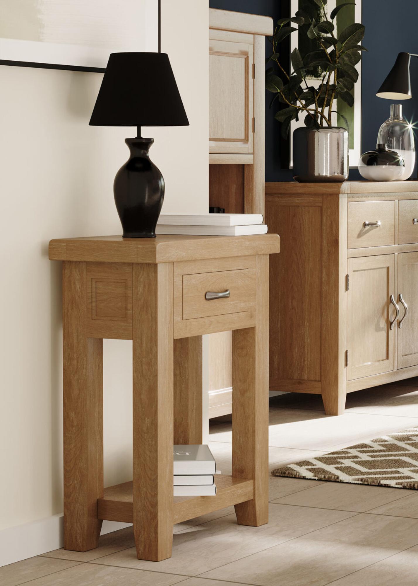 Product photograph of Wilmont Oak 1 Drawer Console Table from Choice Furniture Superstore.