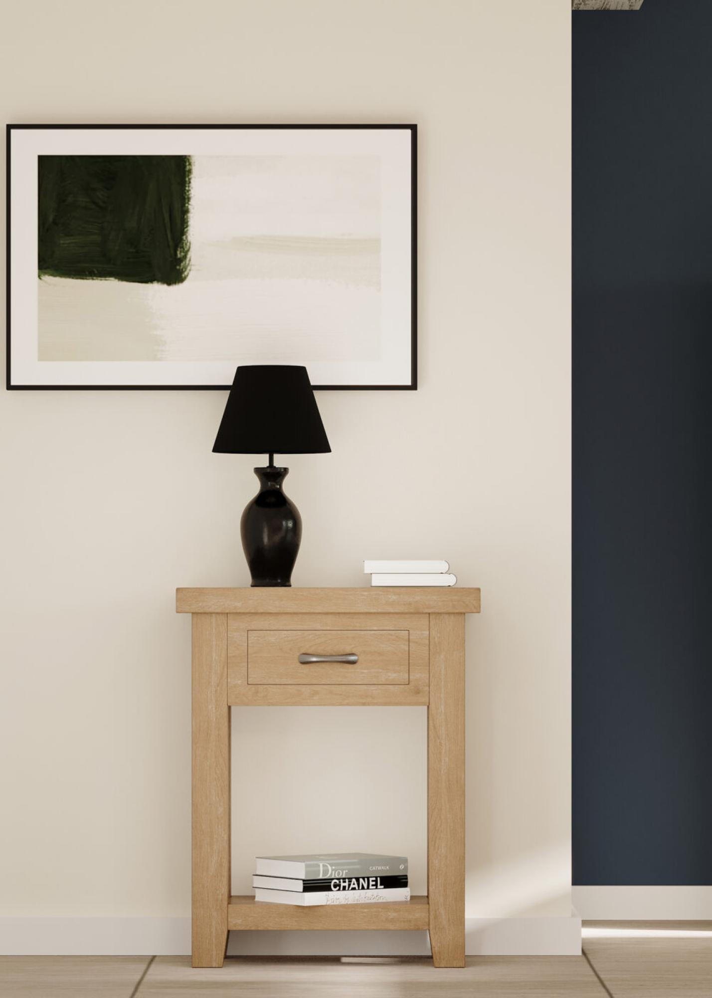 Product photograph of Wilmont Oak 1 Drawer Console Table from Choice Furniture Superstore.