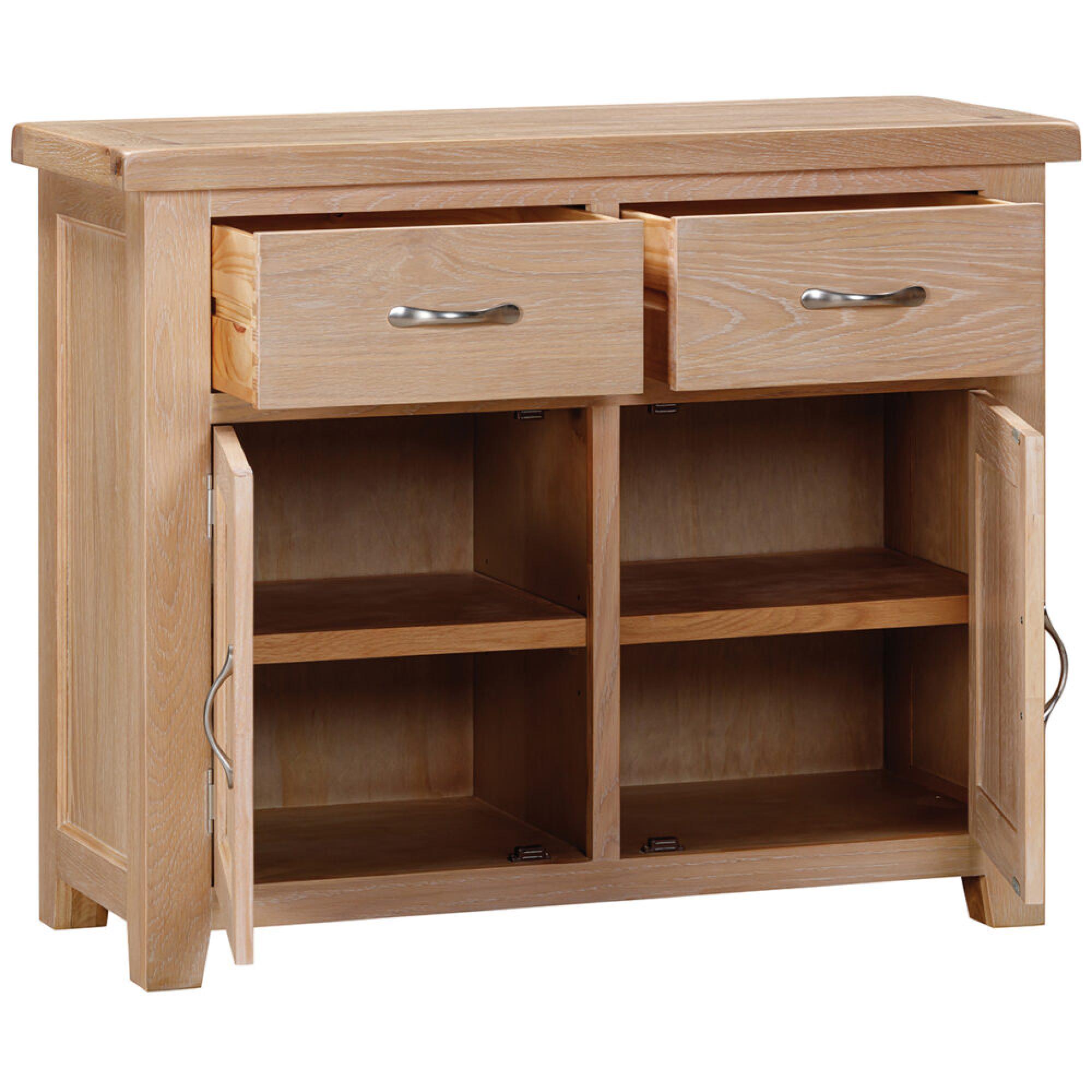 Product photograph of Wilmont Oak 105cm Small 2 Door Sideboard from Choice Furniture Superstore.