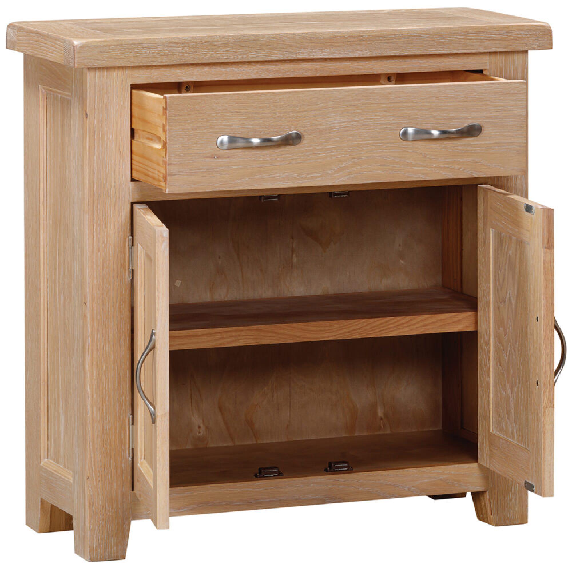 Product photograph of Wilmont Oak 80cm Compact 2 Door Sideboard from Choice Furniture Superstore.