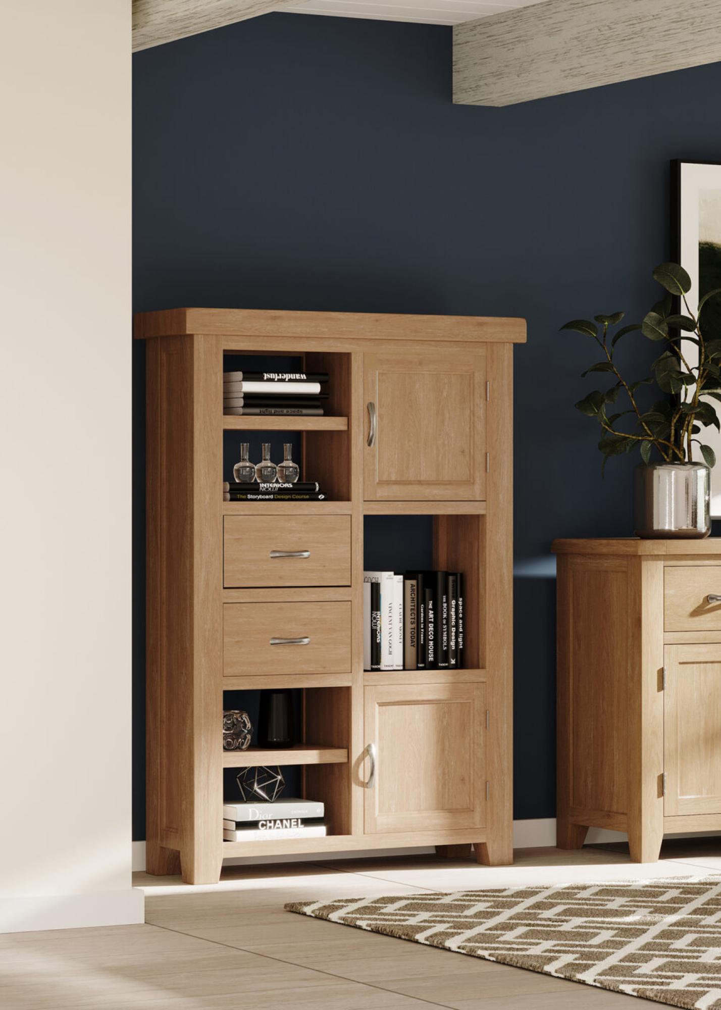 Product photograph of Wilmont Oak 2 Door Display Unit from Choice Furniture Superstore.