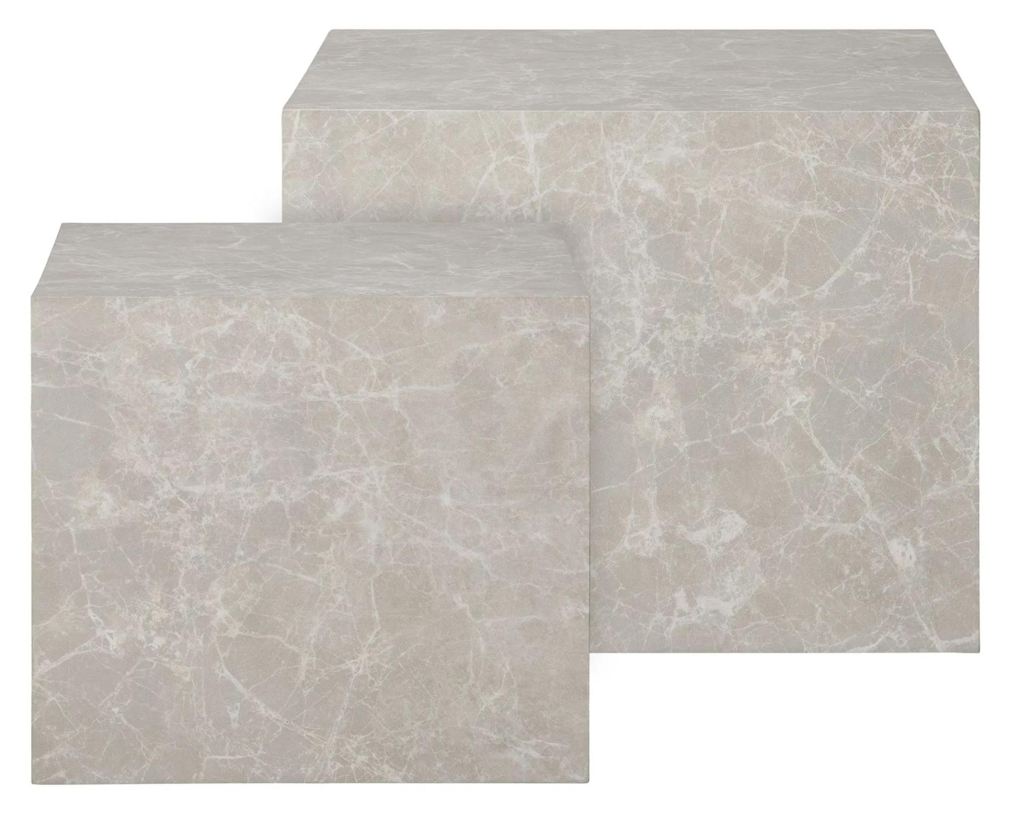 Product photograph of Prague Beige Marble Effect Coffee Table Set Of 2 from Choice Furniture Superstore.