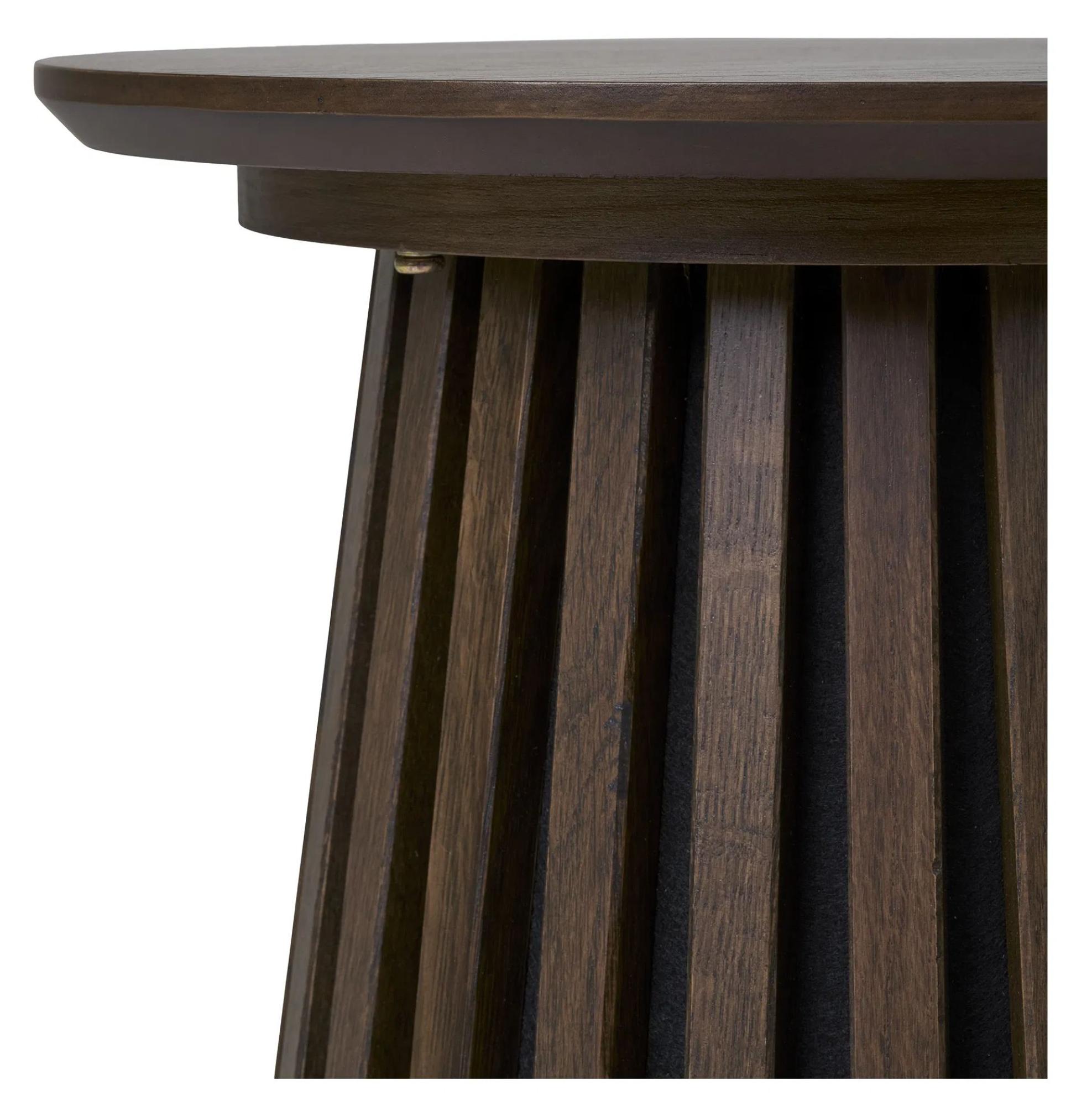 Product photograph of Osaka Smoked Oak Round Side Table from Choice Furniture Superstore.