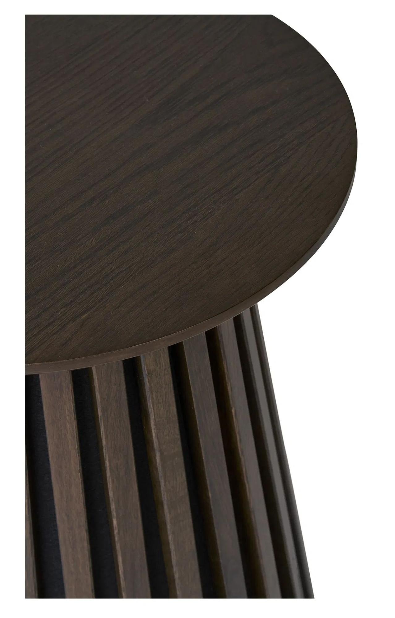 Product photograph of Osaka Smoked Oak Round Side Table from Choice Furniture Superstore.