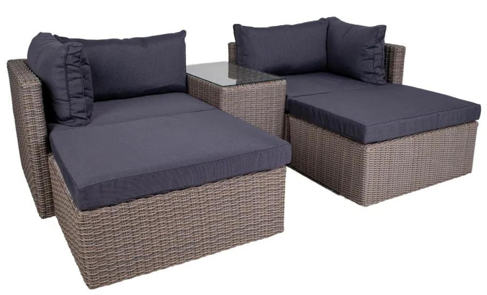 Product photograph of Traviston Grey Fabric And Polyrattan Lounge Set from Choice Furniture Superstore.