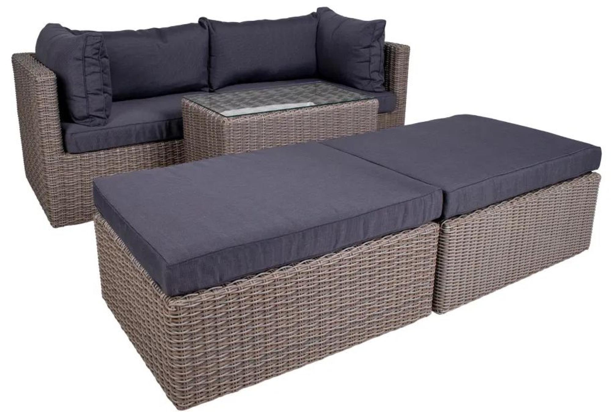 Product photograph of Traviston Grey Fabric And Polyrattan Lounge Set from Choice Furniture Superstore.