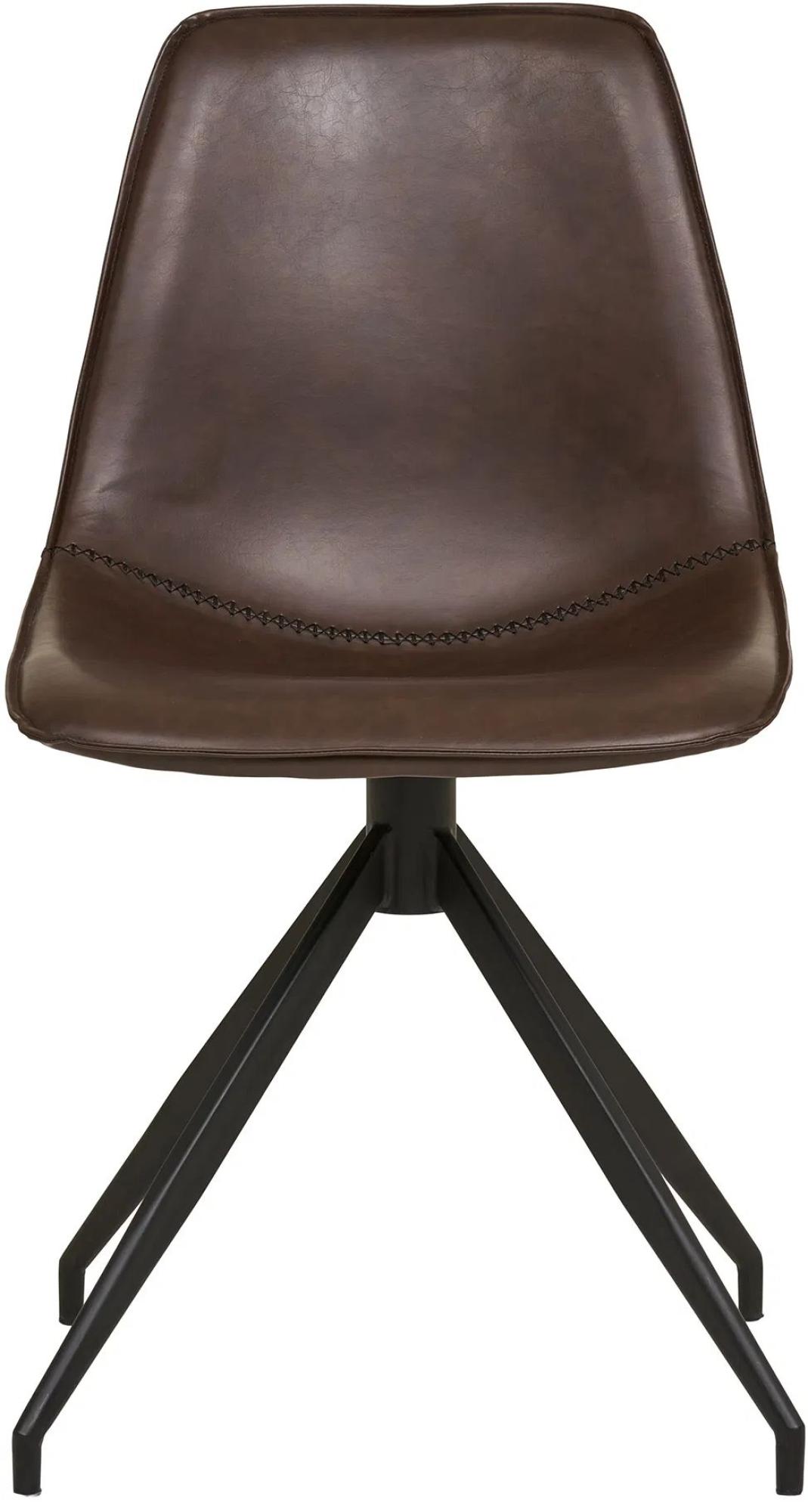 Product photograph of Set Of 2 Zebulon Dark Brown Faux Leather Swivel Dining Chair With Black Legs from Choice Furniture Superstore.