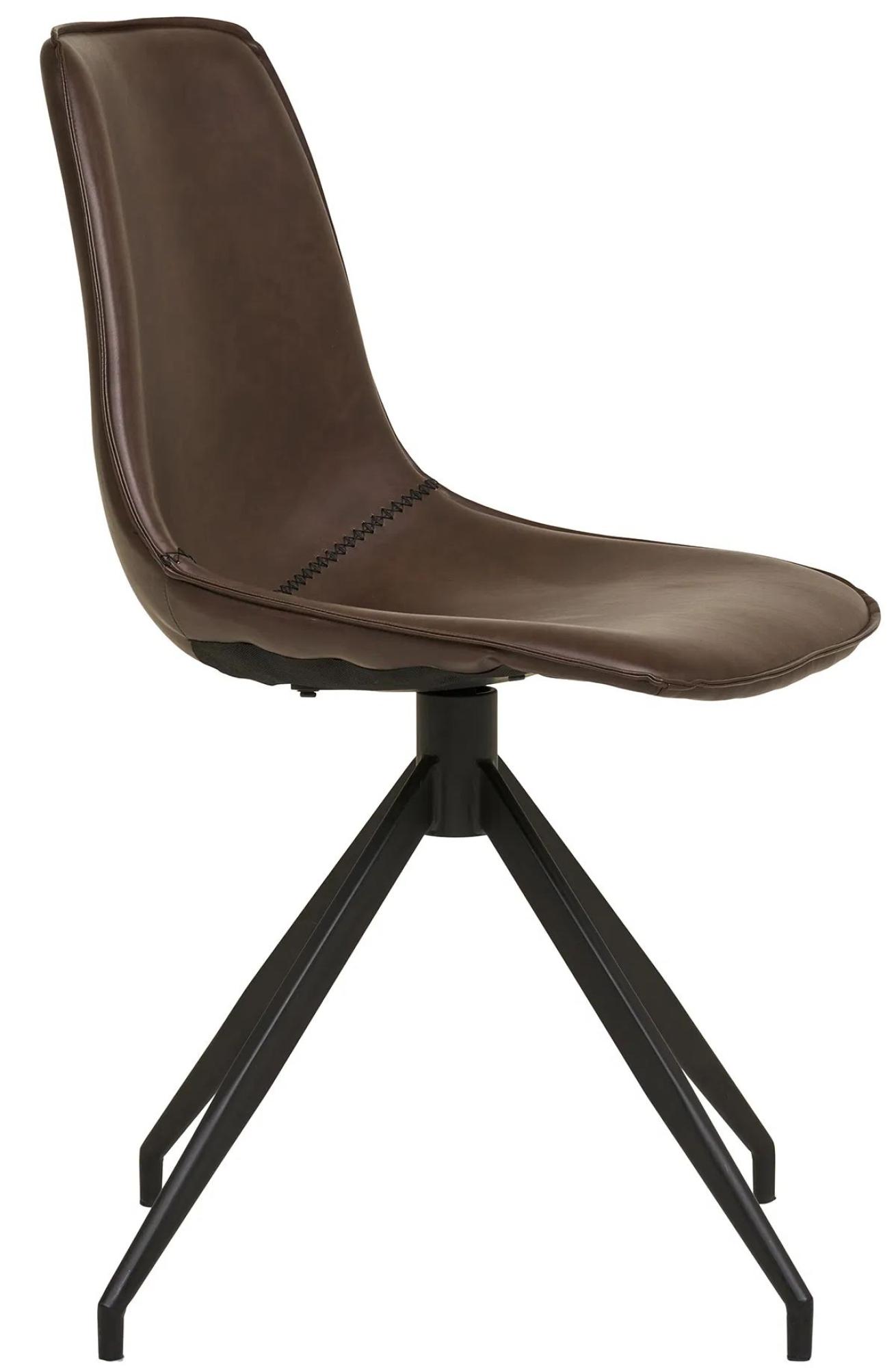 Product photograph of Set Of 2 Zebulon Dark Brown Faux Leather Swivel Dining Chair With Black Legs from Choice Furniture Superstore.