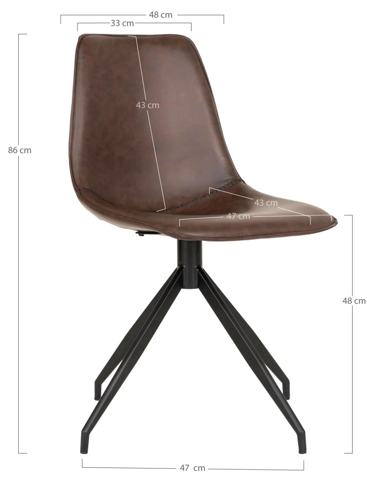 Product photograph of Set Of 2 Zebulon Dark Brown Faux Leather Swivel Dining Chair With Black Legs from Choice Furniture Superstore.