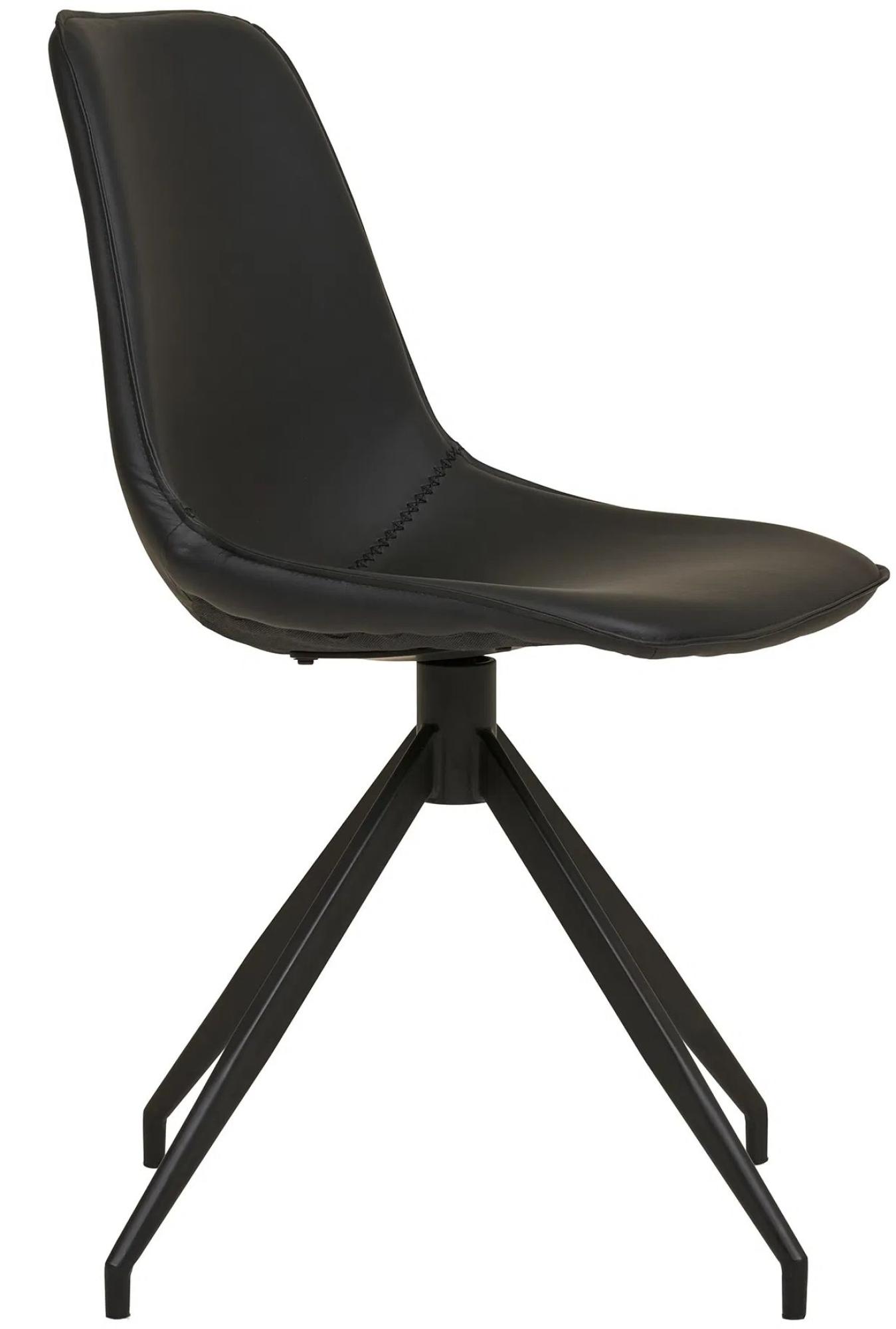 Product photograph of Set Of 2 Zebulon Black Faux Leather Swivel Dining Chair from Choice Furniture Superstore.