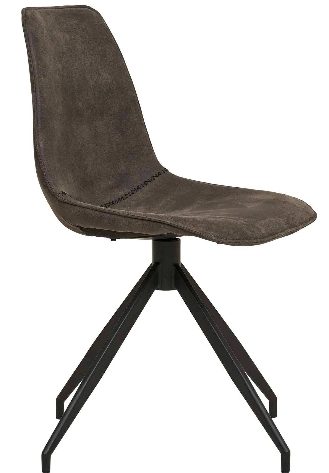 Product photograph of Set Of 2 Zebulon Grey Swivel Fabric Dining Chair With Black Legs from Choice Furniture Superstore.