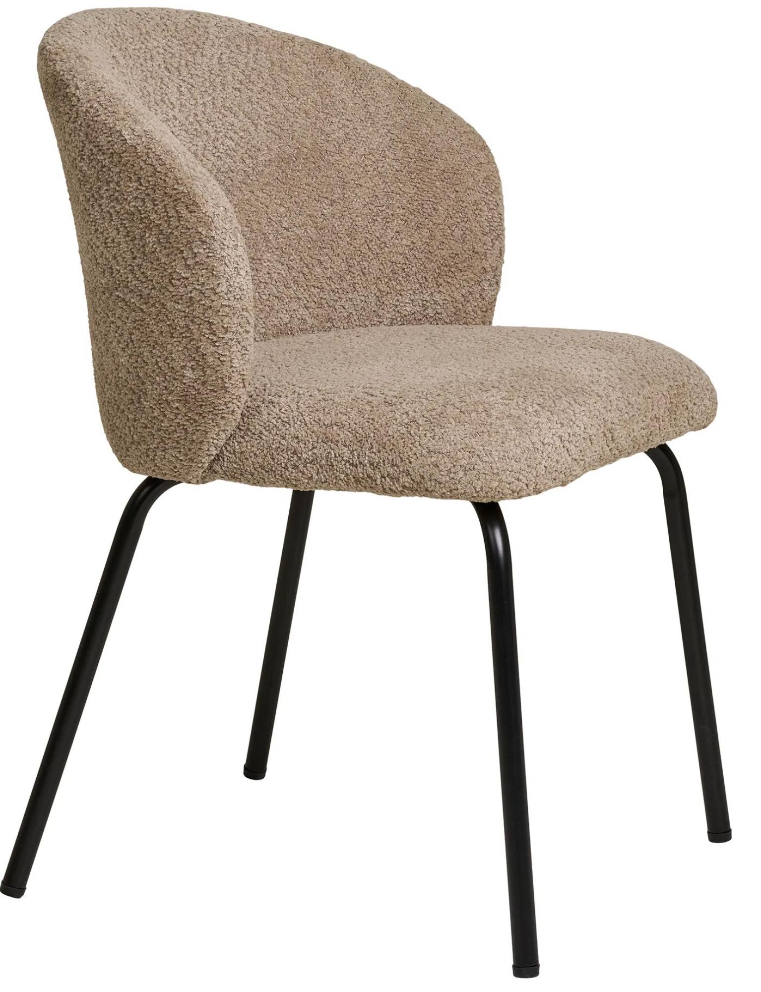 Product photograph of Set Of 2 Safira Beige Boucle Dining Chair With Black Legs from Choice Furniture Superstore.