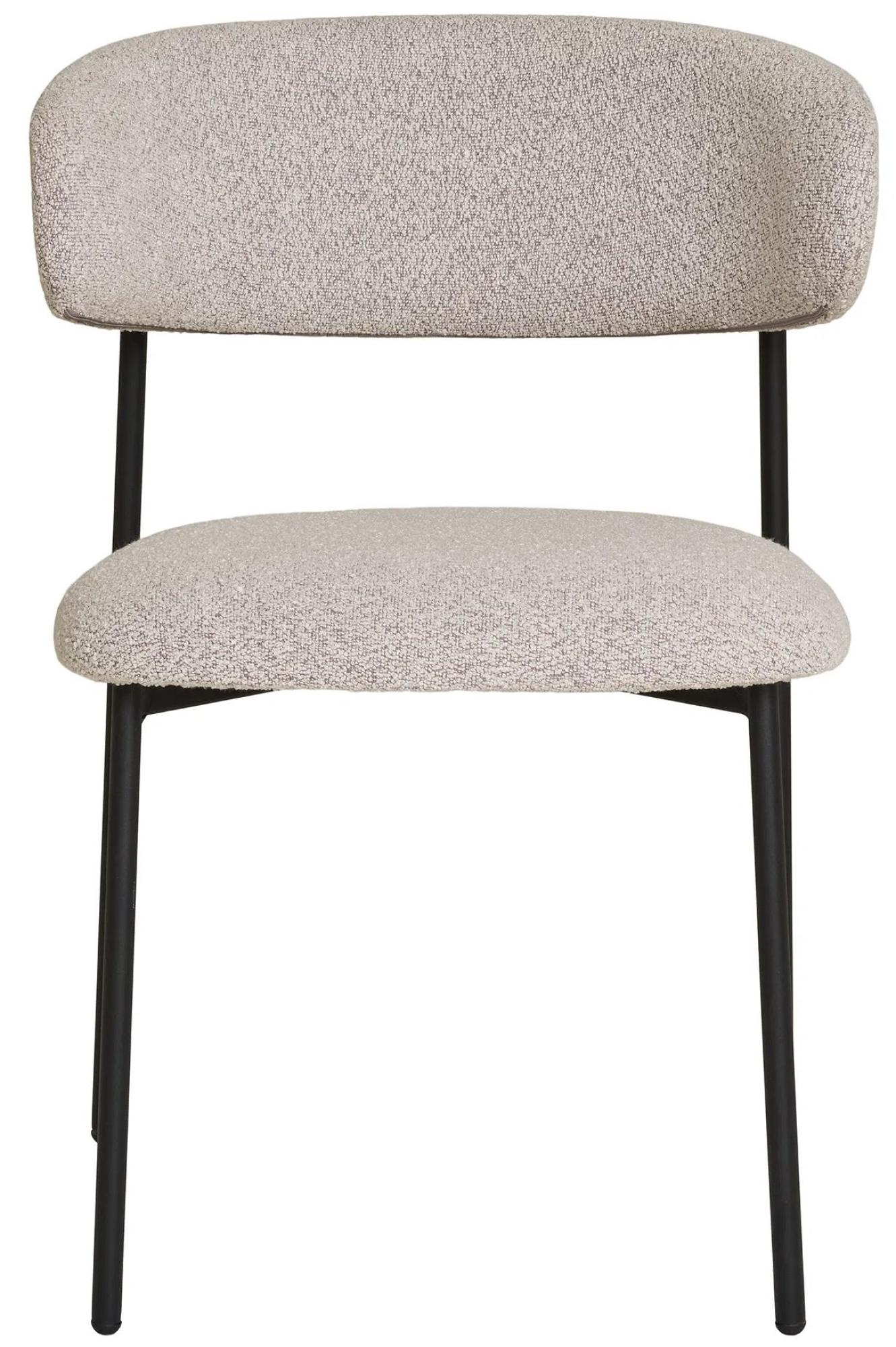 Product photograph of Set Of 2 Mira Sand Grey Boucle Fabric Dining Chair With Black Legs from Choice Furniture Superstore.