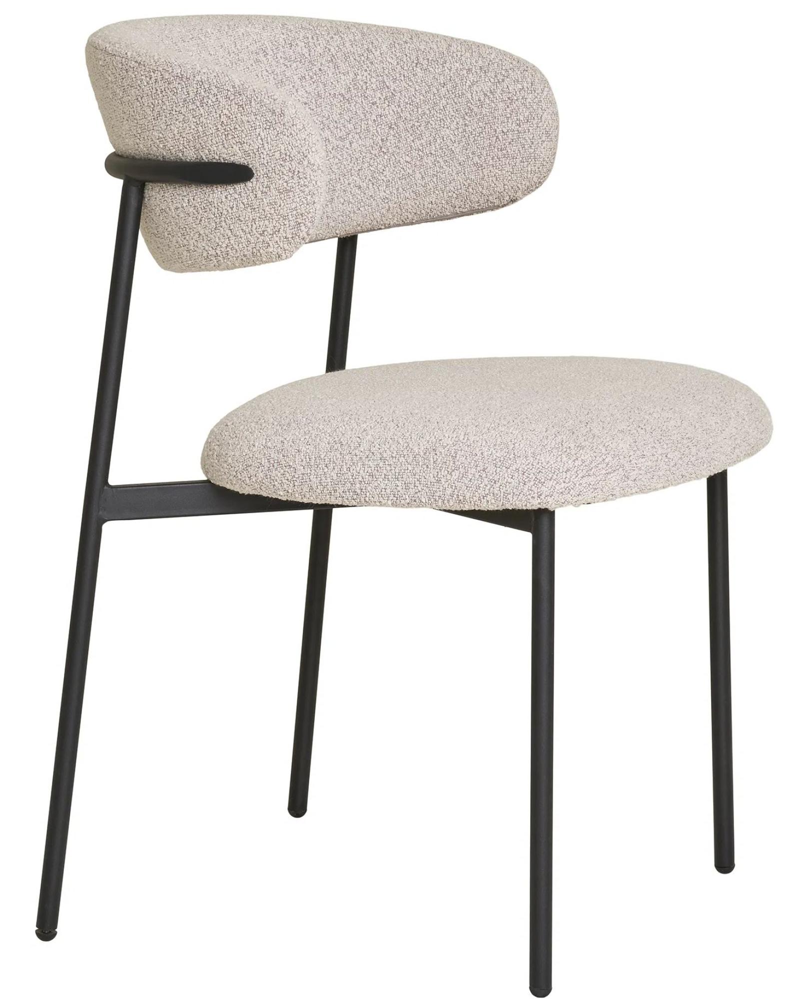 Product photograph of Set Of 2 Mira Sand Grey Boucle Fabric Dining Chair With Black Legs from Choice Furniture Superstore.