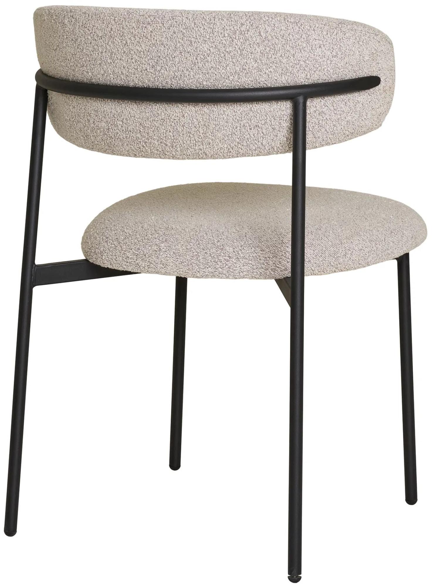 Product photograph of Set Of 2 Mira Sand Grey Boucle Fabric Dining Chair With Black Legs from Choice Furniture Superstore.