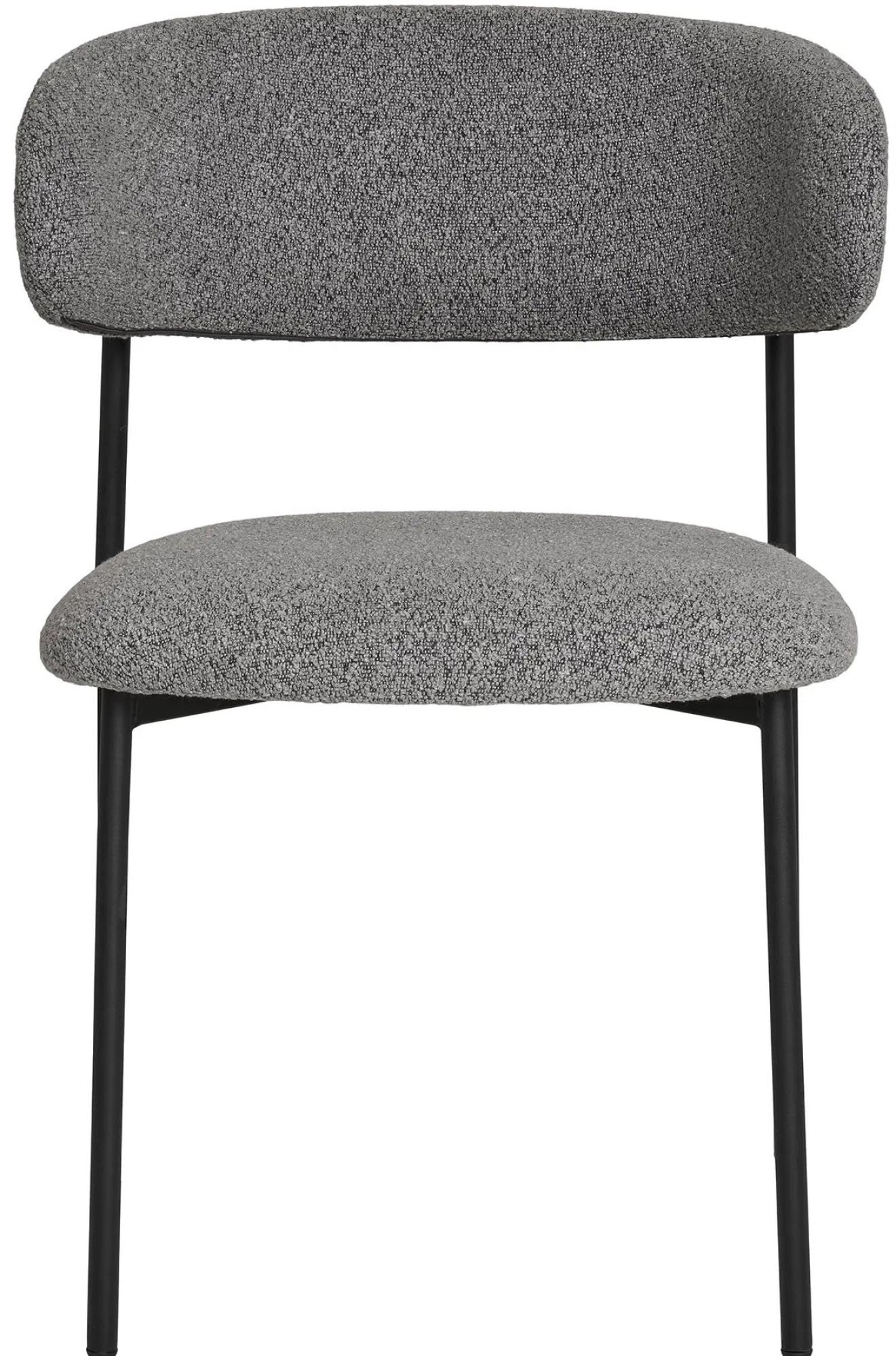 Product photograph of Set Of 2 Mira Light Grey Boucle Fabric Dining Chair With Black Legs from Choice Furniture Superstore.