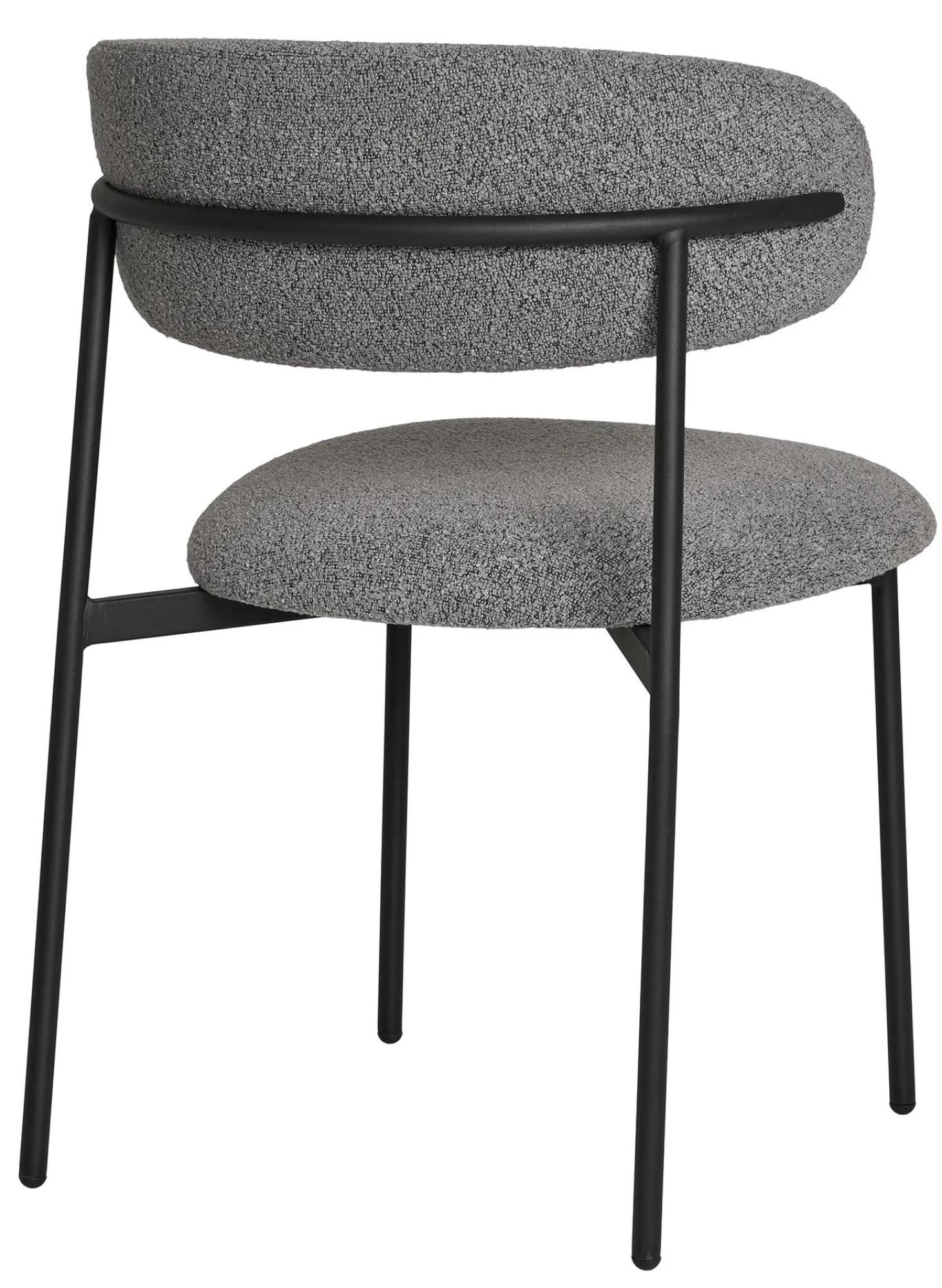 Product photograph of Set Of 2 Mira Light Grey Boucle Fabric Dining Chair With Black Legs from Choice Furniture Superstore.