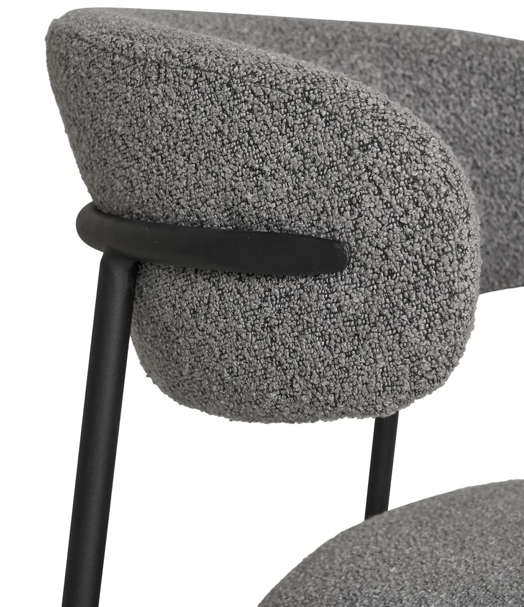 Product photograph of Set Of 2 Mira Light Grey Boucle Fabric Dining Chair With Black Legs from Choice Furniture Superstore.