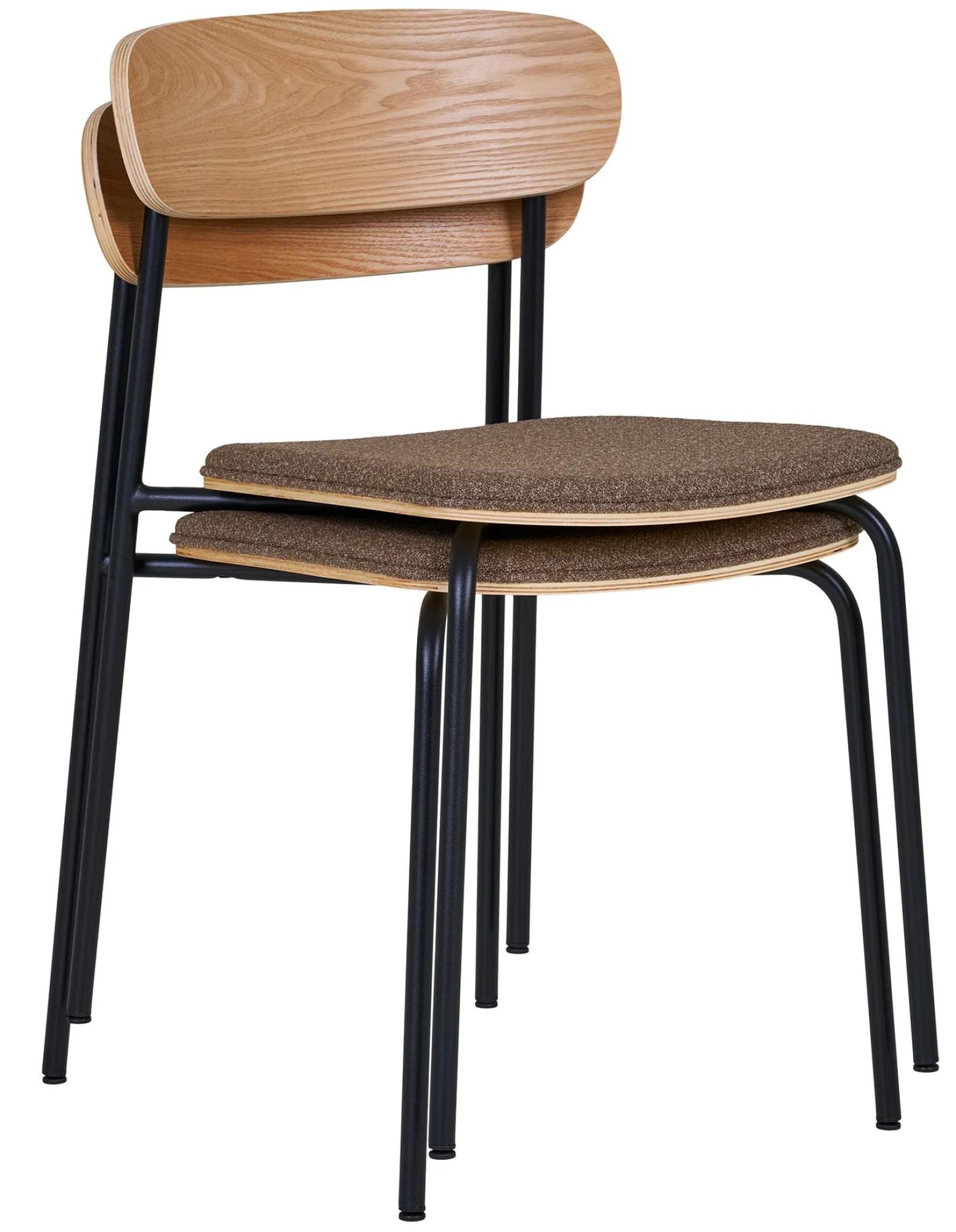 Product photograph of 2 X Barrelville Natural Ash Wood Brown Dining Chair With Black Legs from Choice Furniture Superstore.