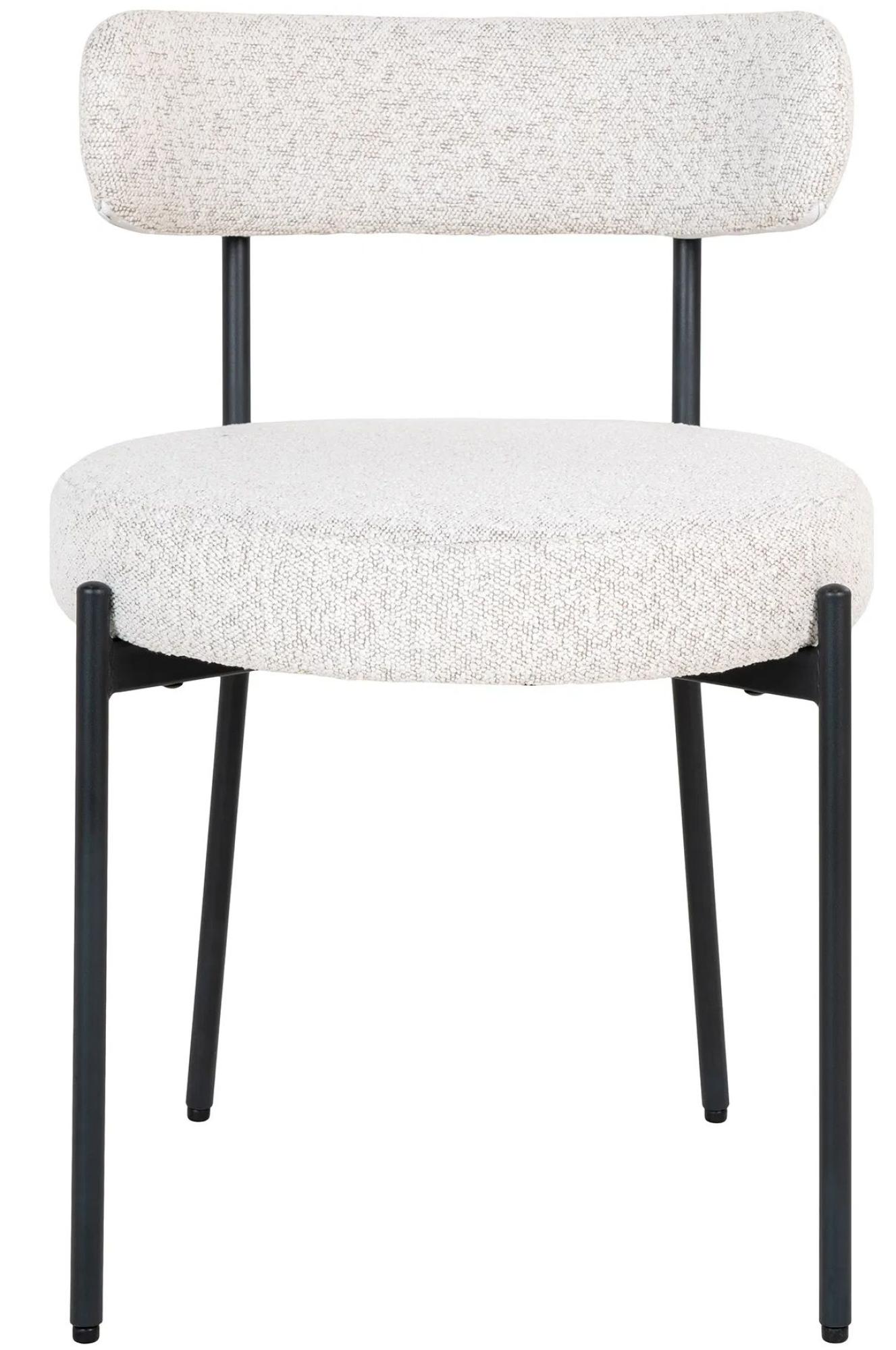 Product photograph of 2 X Kildare White Boucle Fabric Dining Chair With Black Legs from Choice Furniture Superstore.