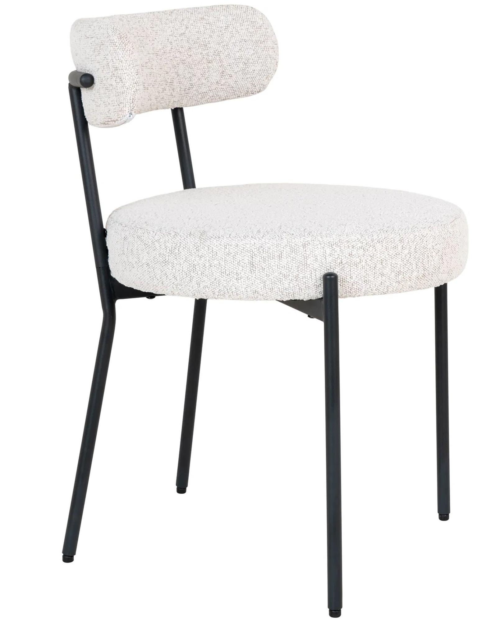Product photograph of 2 X Kildare White Boucle Fabric Dining Chair With Black Legs from Choice Furniture Superstore.