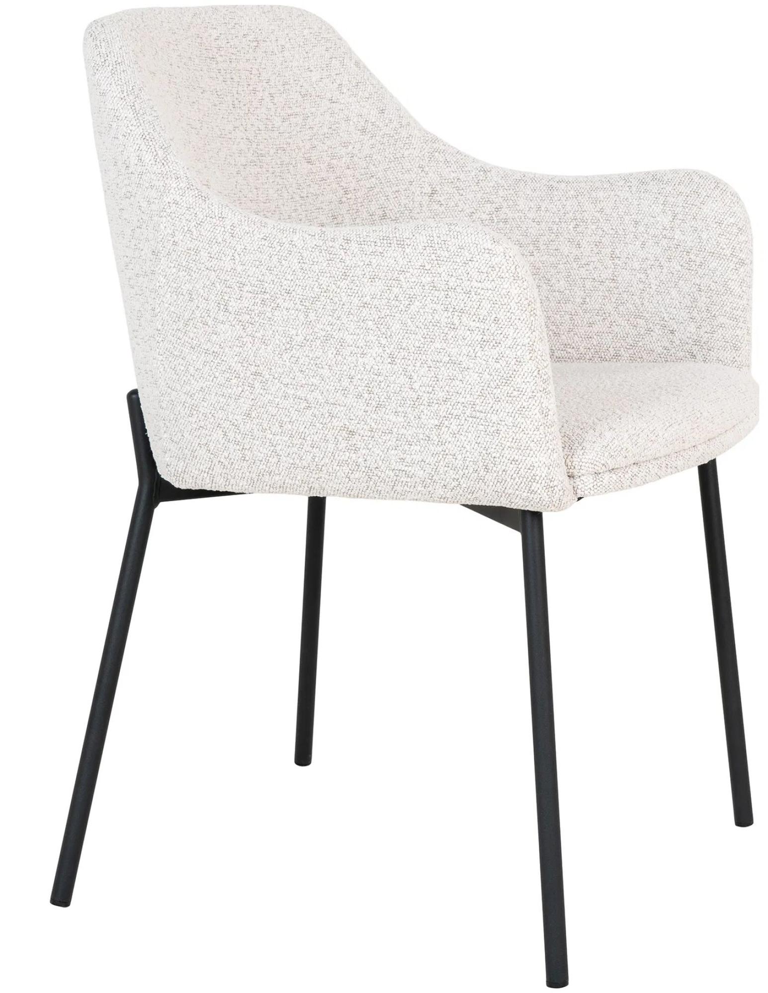 Product photograph of Set Of 2 Melilla White Fabric Boucle Dining Chair With Black Legs from Choice Furniture Superstore.