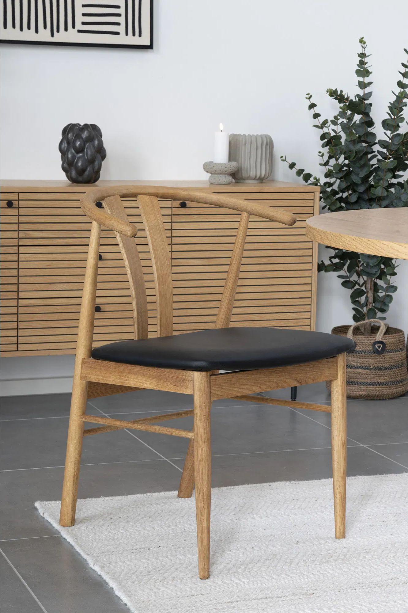 Product photograph of Set Of 2 Artenara Natural Oak Faux Leather Seat Dining Chair from Choice Furniture Superstore.